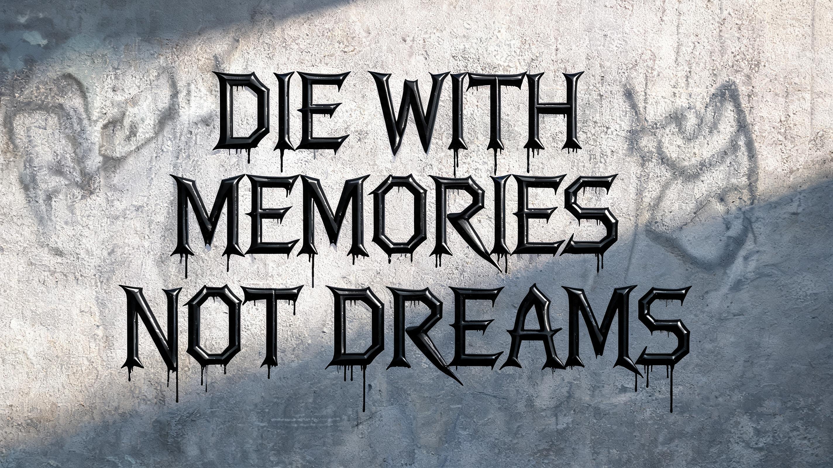 "DIE WITH 
MEMORIES 
NOT DREAMS" — Chicano | AI Text Effect Generator