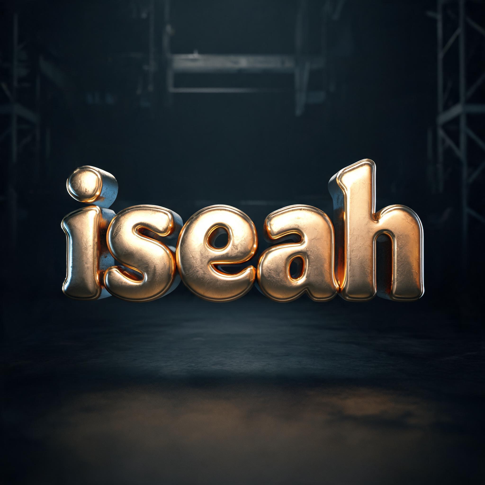 "iseah" — Metallic | AI Text Effect Generator