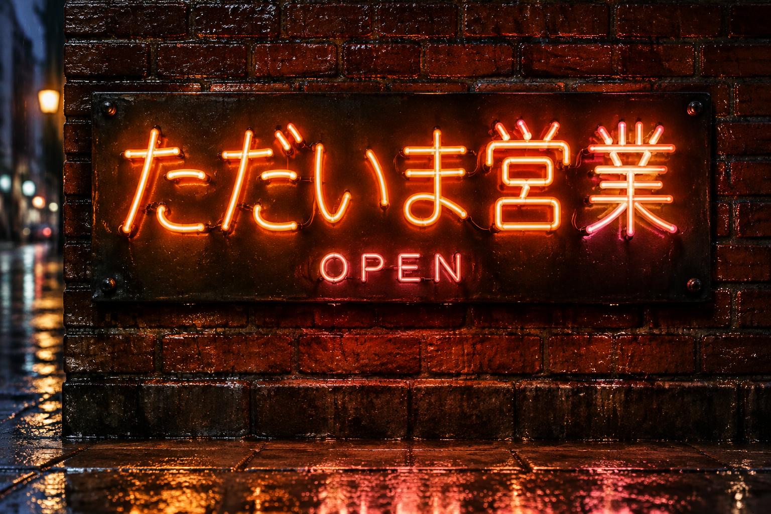 "ただいま営業
OPEN" — Neon Sign | AI Text Effect Generator