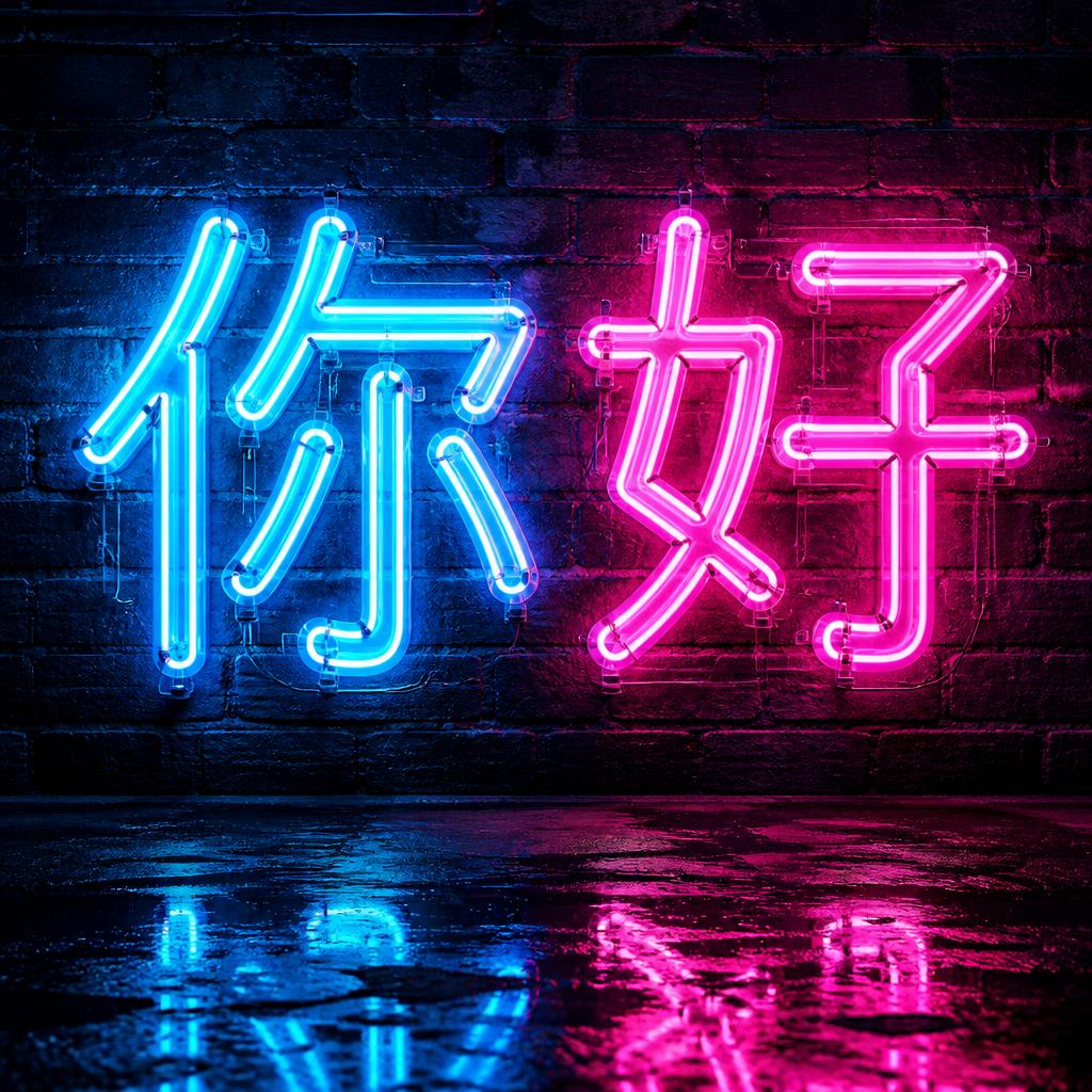 "你好" — Neon Glow | AI Text Effect Generator