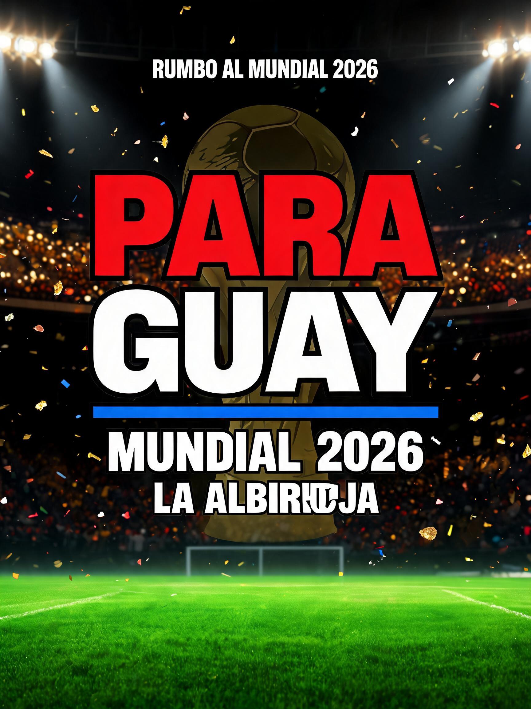 "PARA
GUAY
RUMBO AL MUNDIAL 2026
MUNDIAL 2026
LA ALBIRROJA" — Sports Football | AI Text Effect Generator