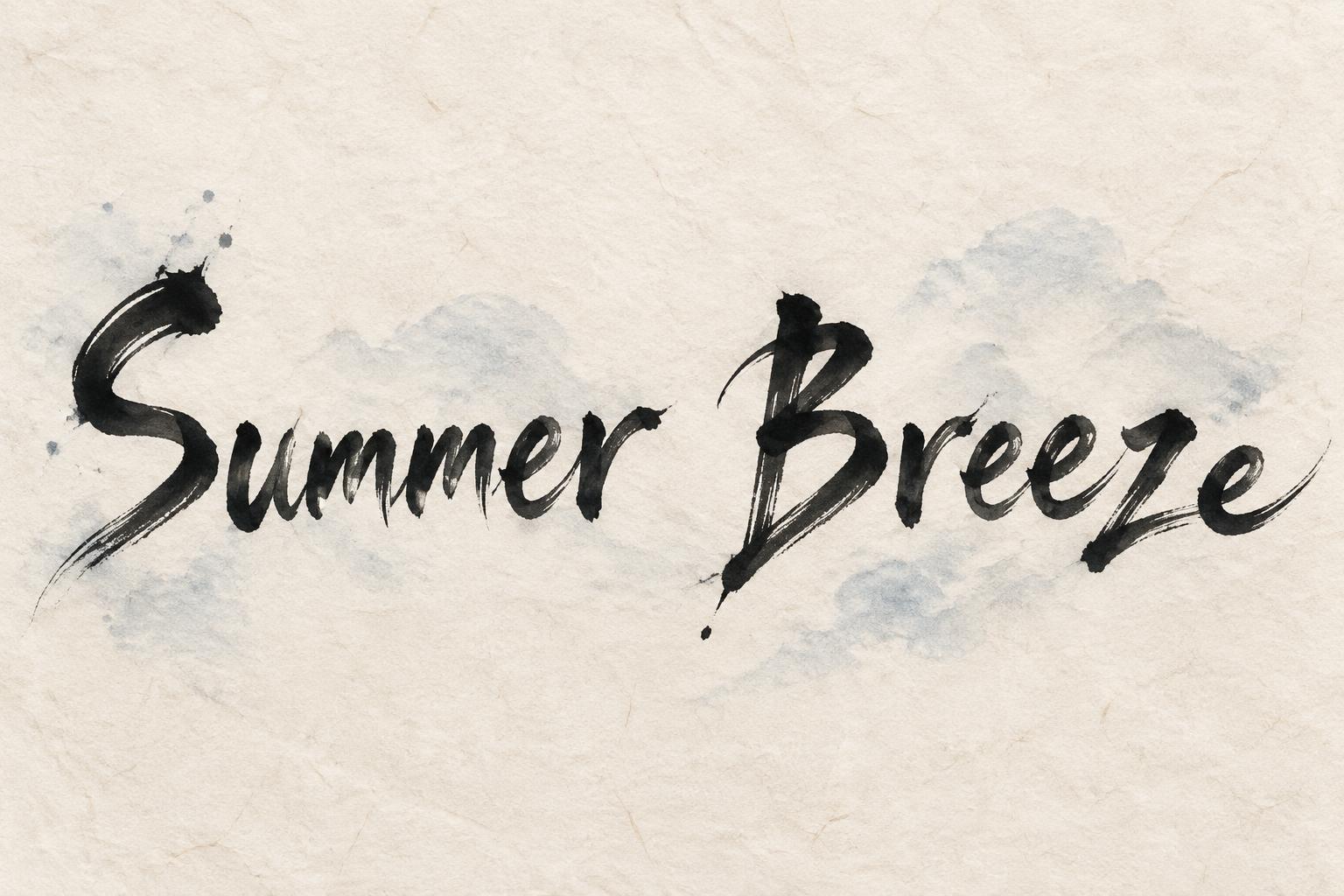 "Summer Breeze" — Brush Japanese Ink | AI Text Effect Generator