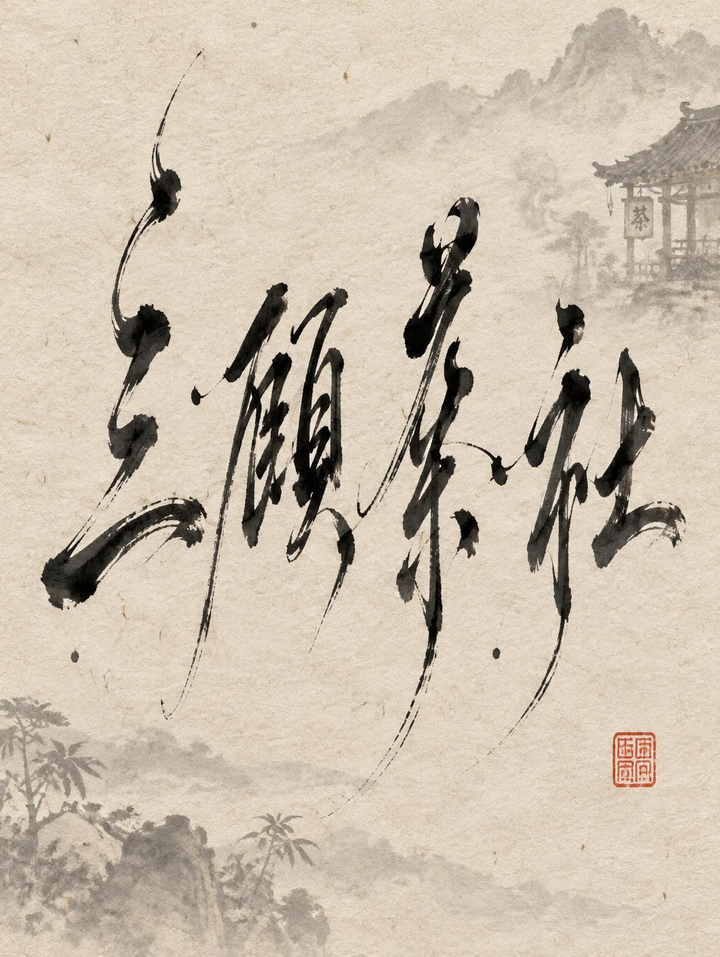 "三顾茶社" — Brush Chinese Ink | AI Text Effect Generator
