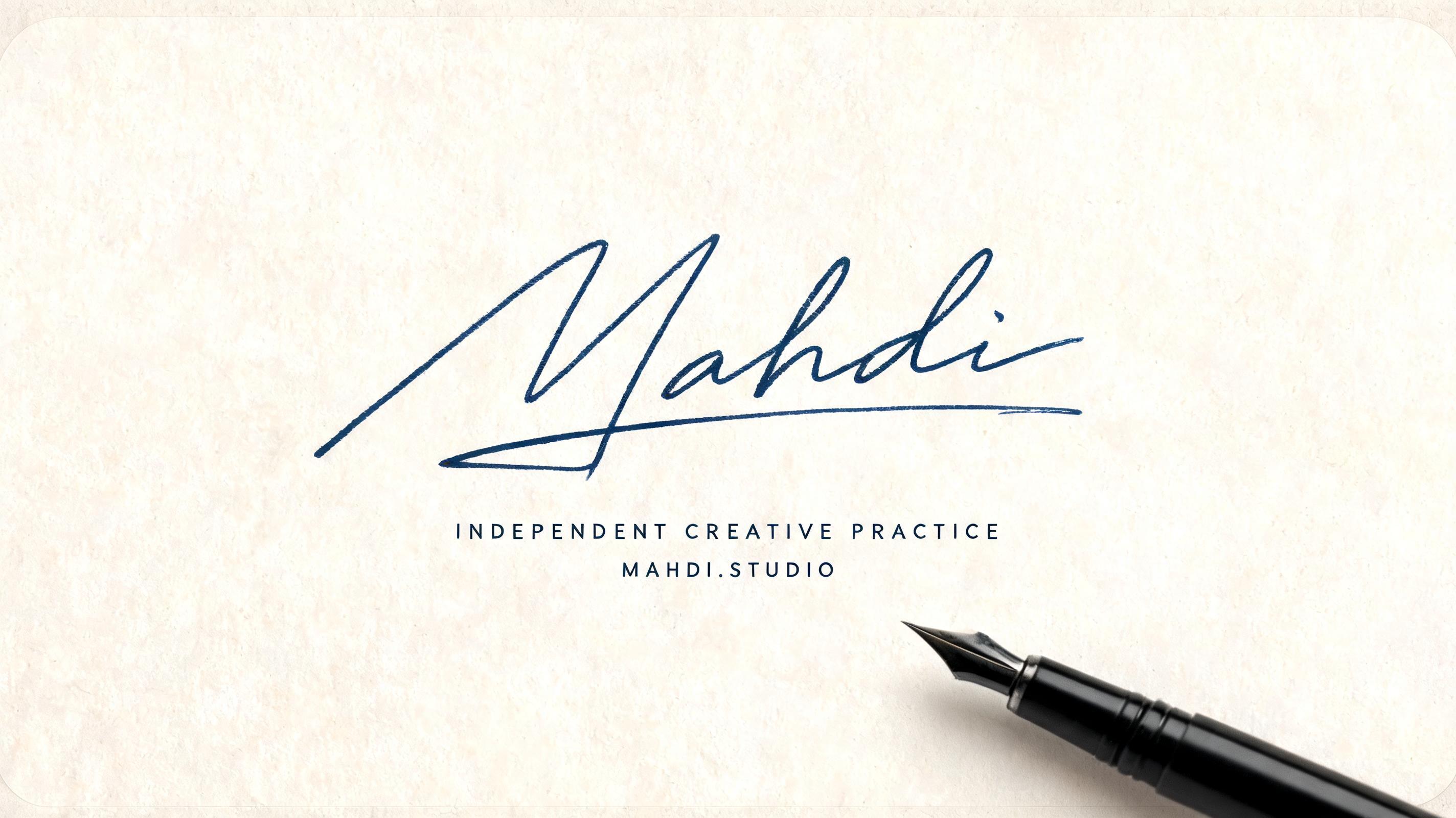 "Mahdi" — Cursive Signature text effect