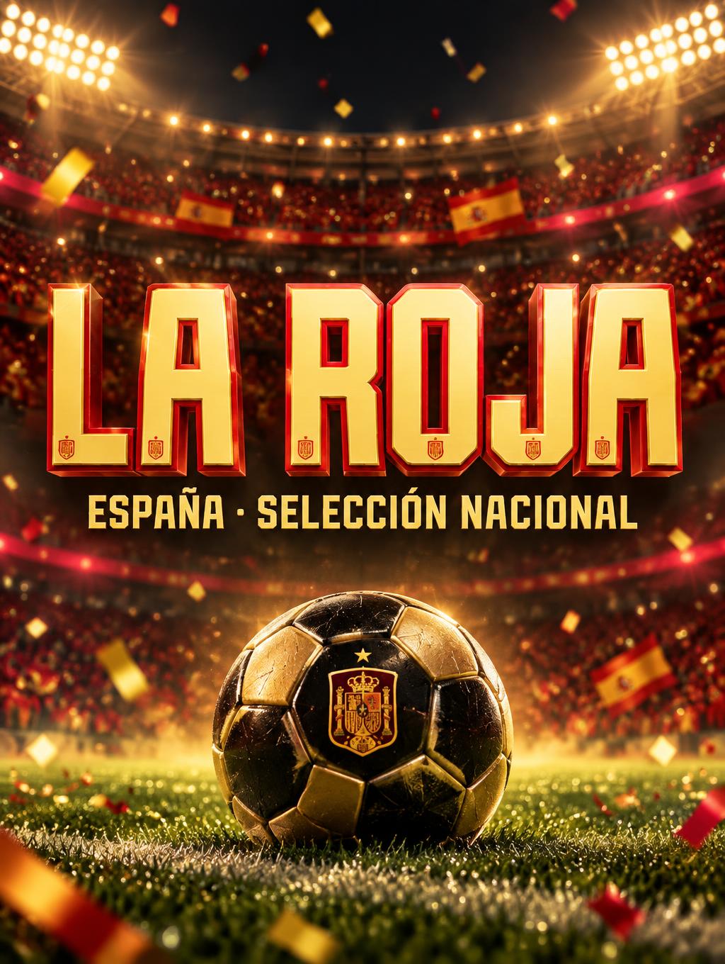"LA ROJA
ESPAÑA · SELECCIÓN NACIONAL" — Sports Football | AI Text Effect Generator