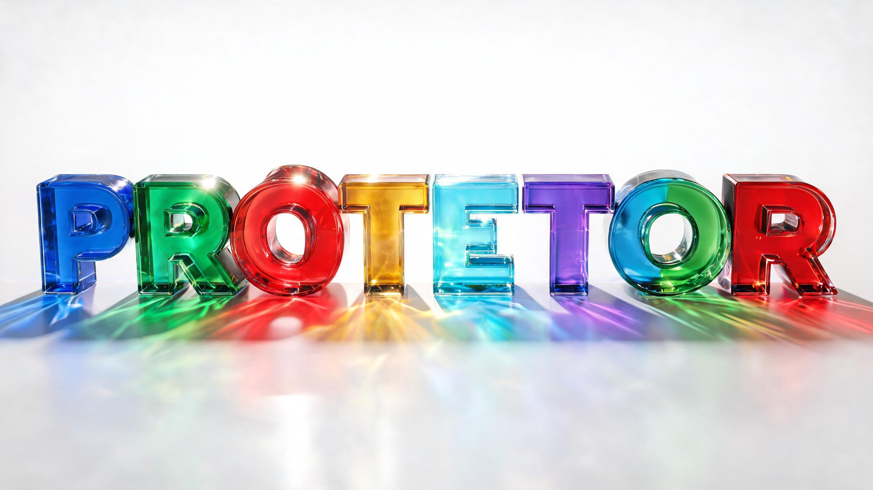 "PROTECTOR" — Glass Color | AI Text Effect Generator