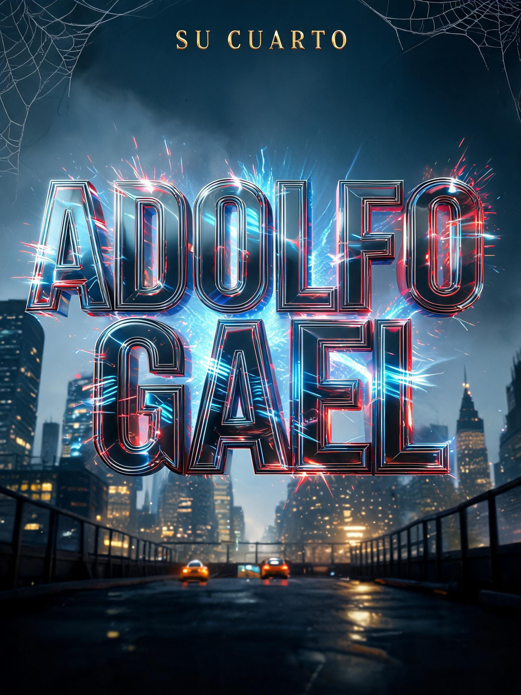 "Un cartel con nombre para el cuarto que diga "ADOLFO GAEL"" — Spider Hero | AI Text Effect Generator