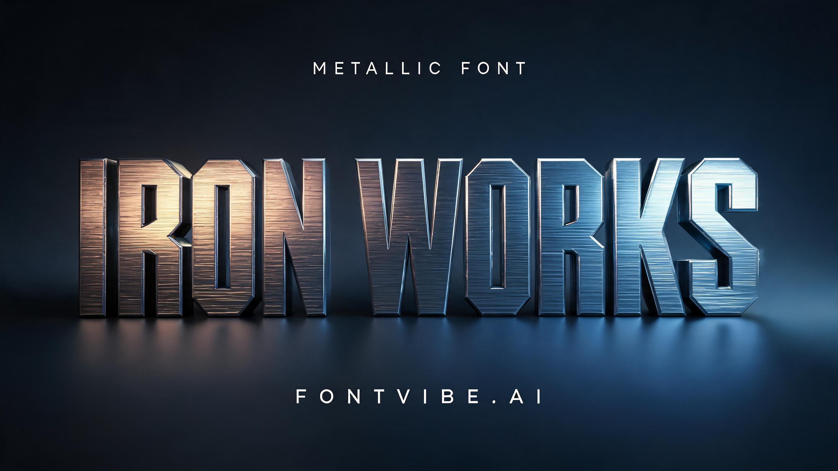"IRON WORKS" — Metallic | AI Text Effect Generator