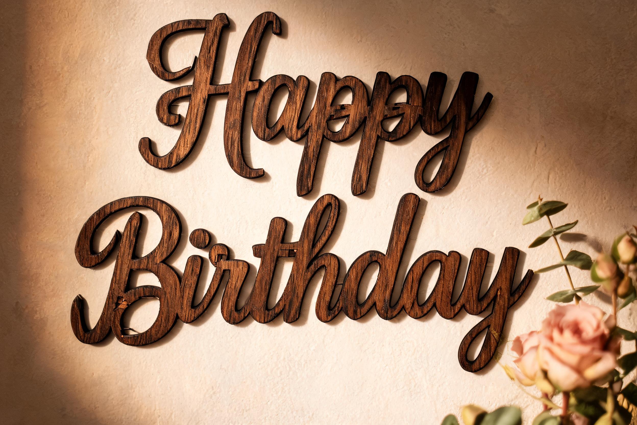 "Happy Birthday" — Laser Cut text effect