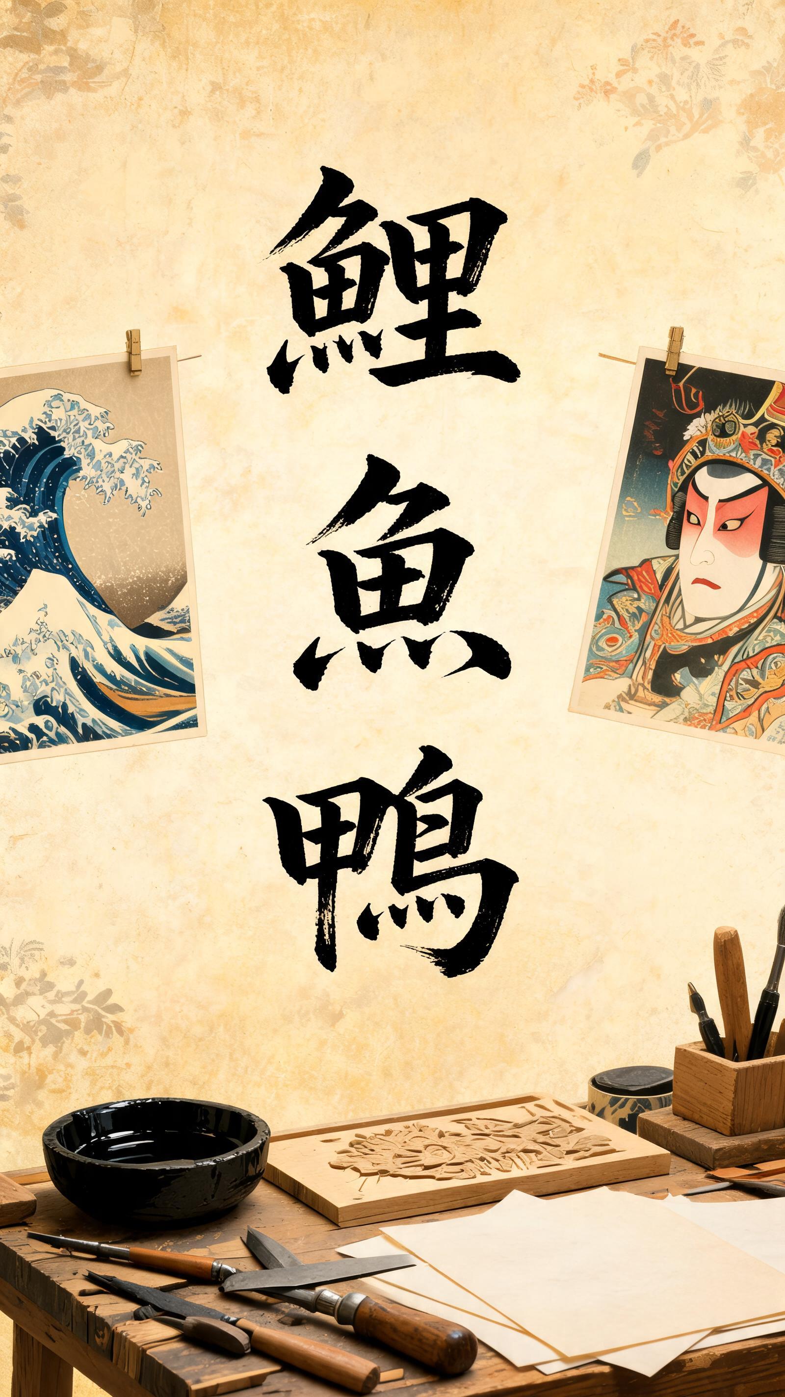 "鯉魚鴨" — Brush Japanese Ink | AI Text Effect Generator