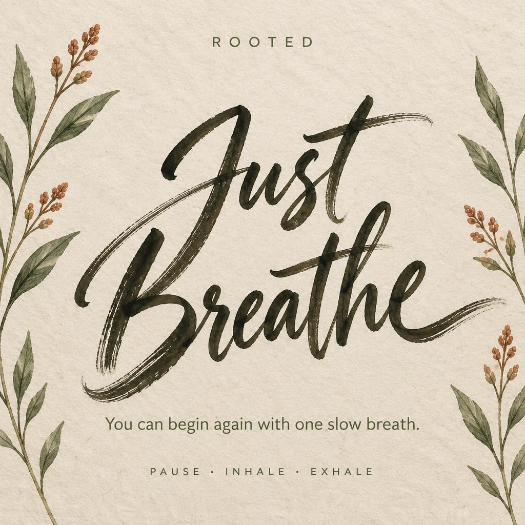 Just Breathe
You can begin again with one slow breath.
ROOTED
PAUSE · INHALE · EXHALE