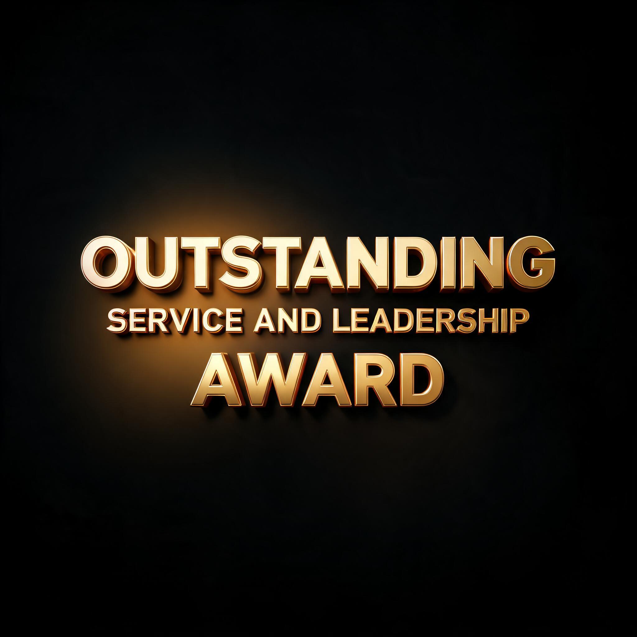 "OUSTANDING SERVICE AND LEADERSHIP AWARD" — 3d Bold Gold | AI Text Effect Generator