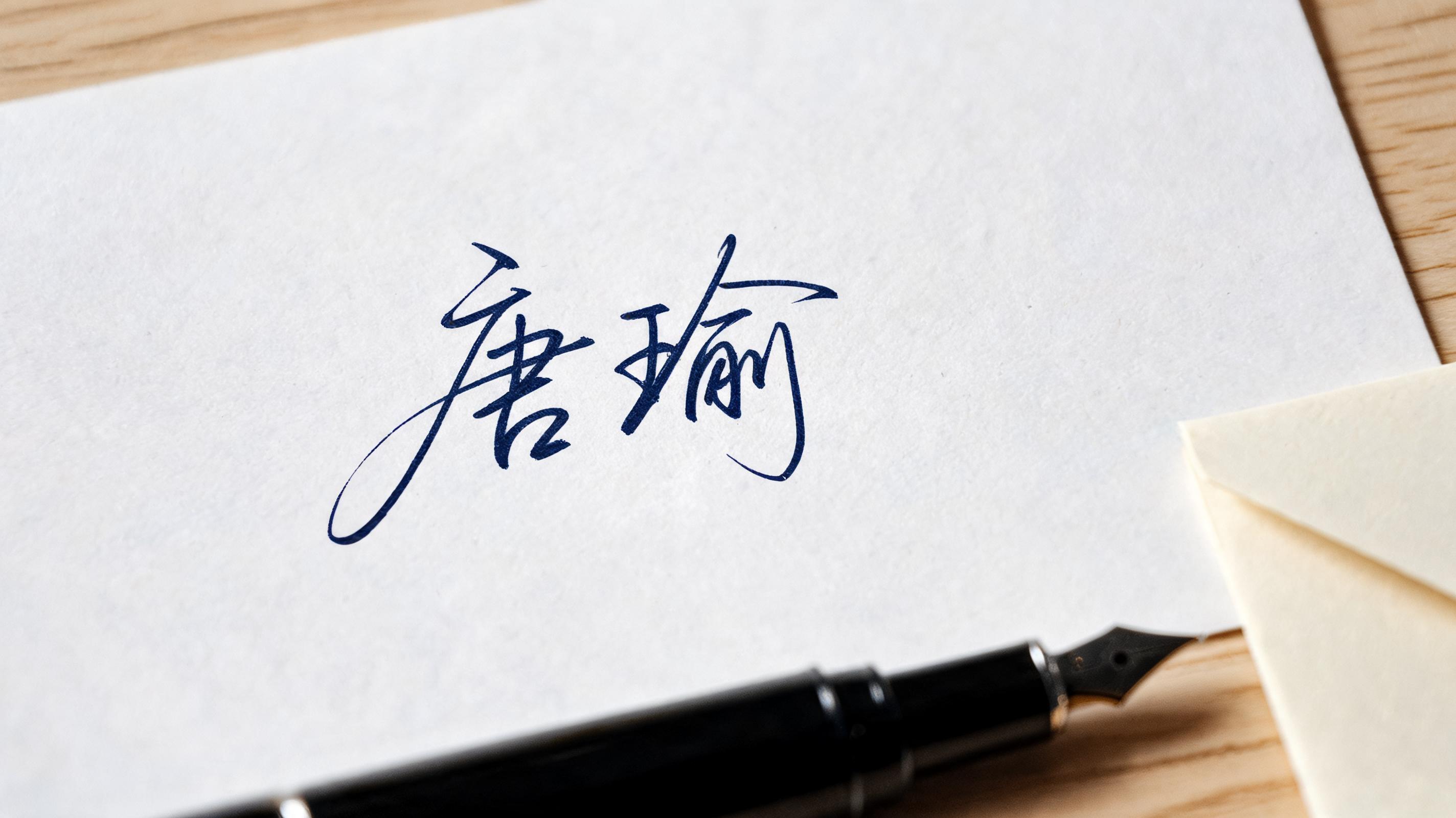 "唐瑜" — Cursive Signature text effect