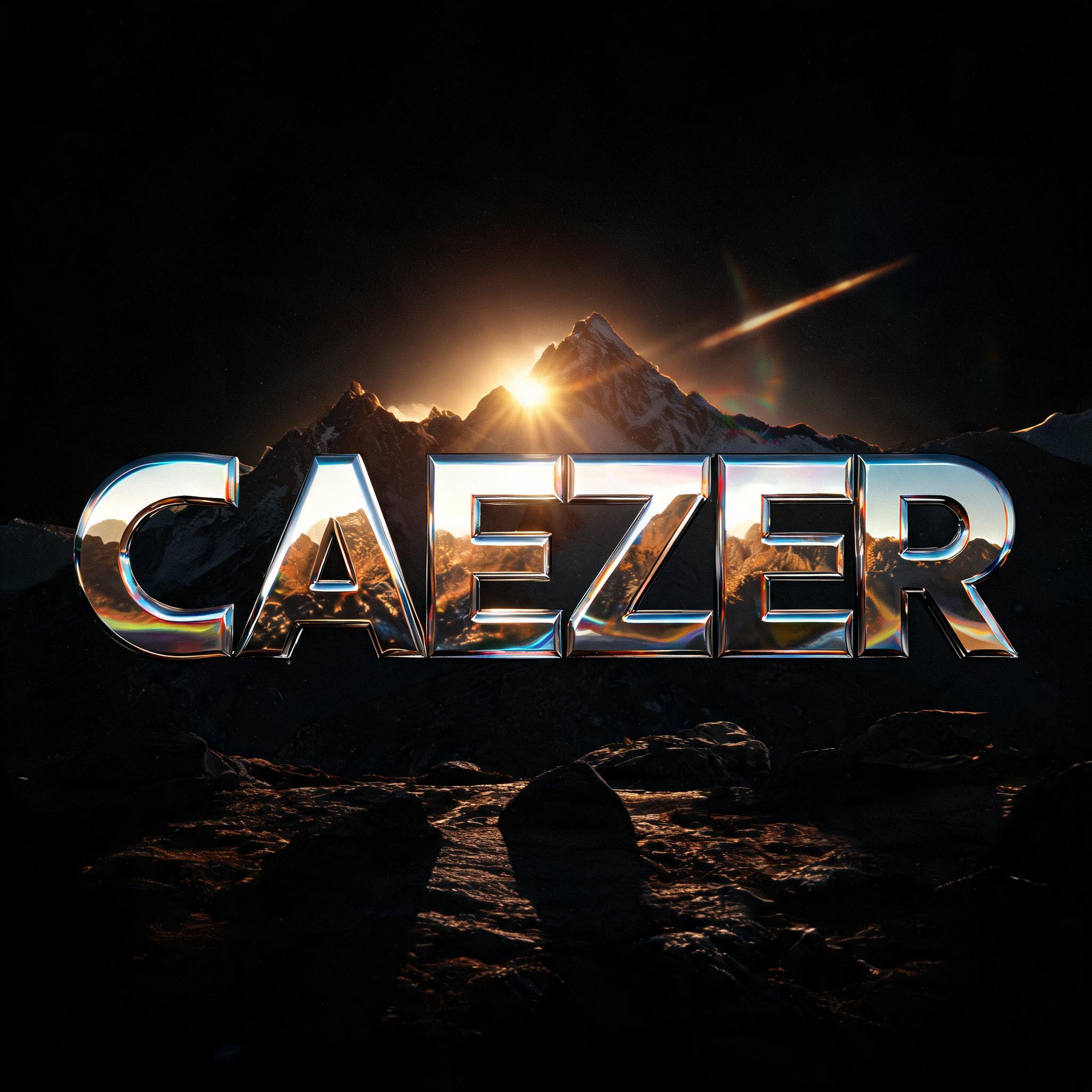 "CAEZER" — Chrome Metal 3d | AI Text Effect Generator