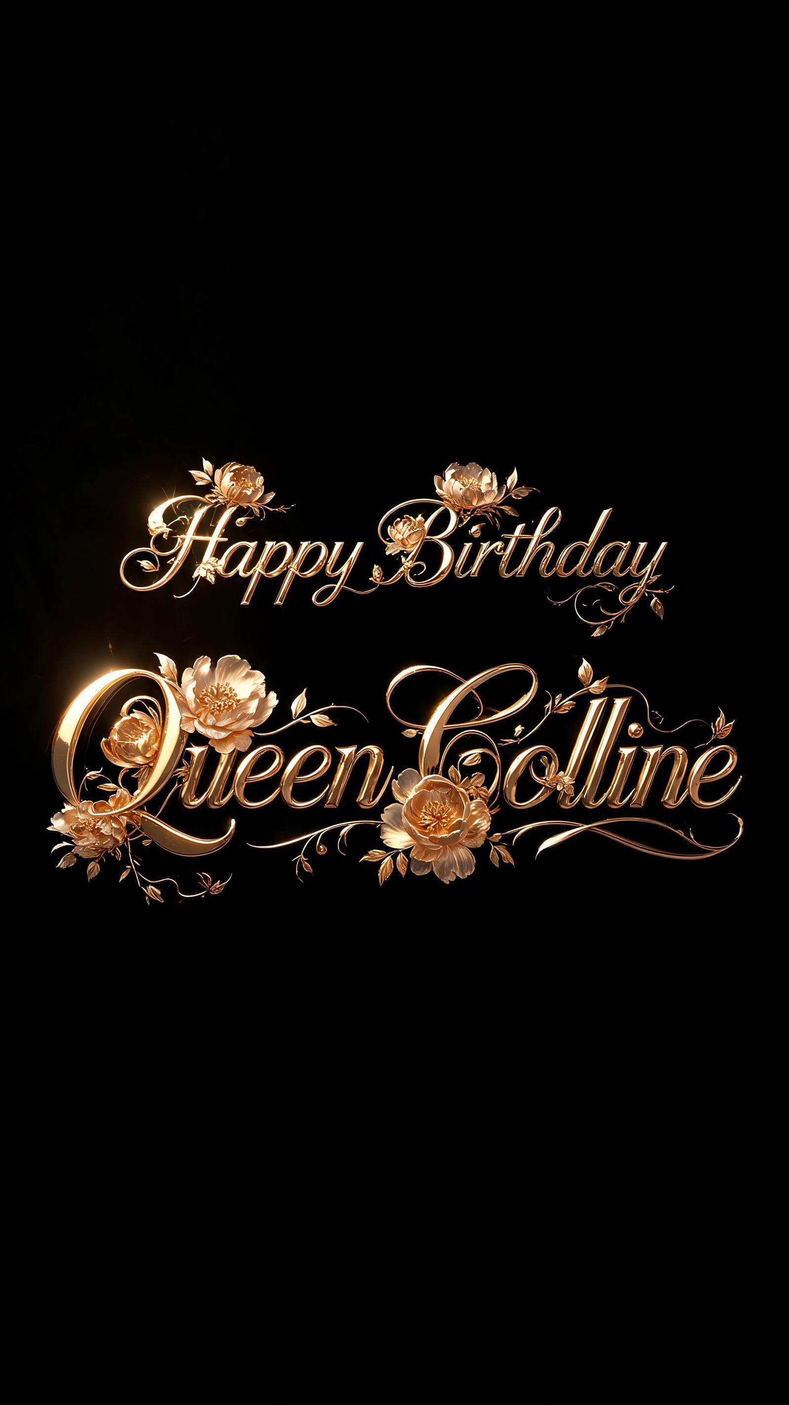 "Happy Birthday
Queen Colline" — Luxury Gold | AI Text Effect Generator