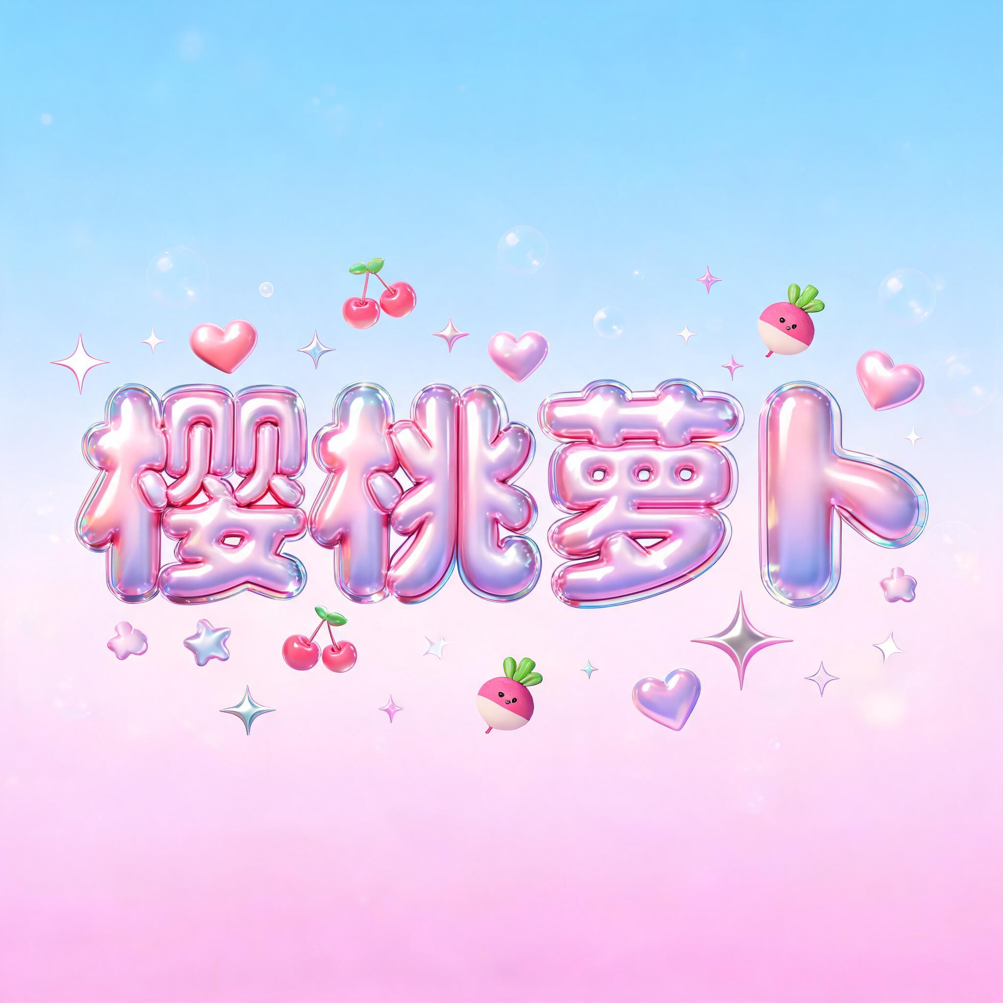 "樱桃萝卜" — Y2k Bubbly | AI Text Effect Generator
