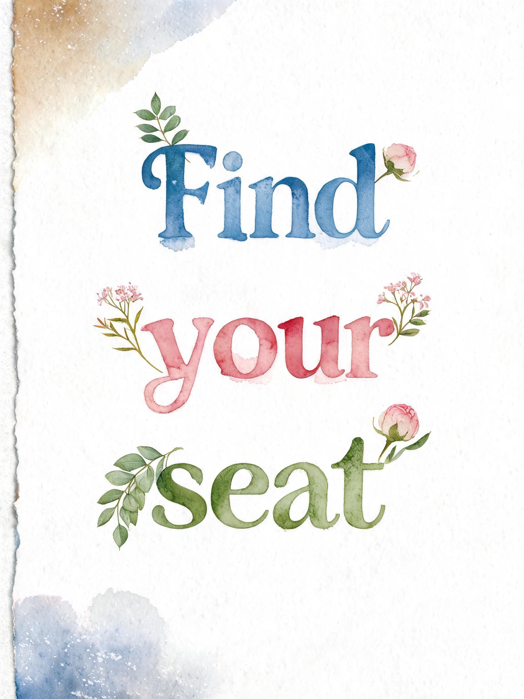 "Find your seat" — Watercolor | AI Text Effect Generator