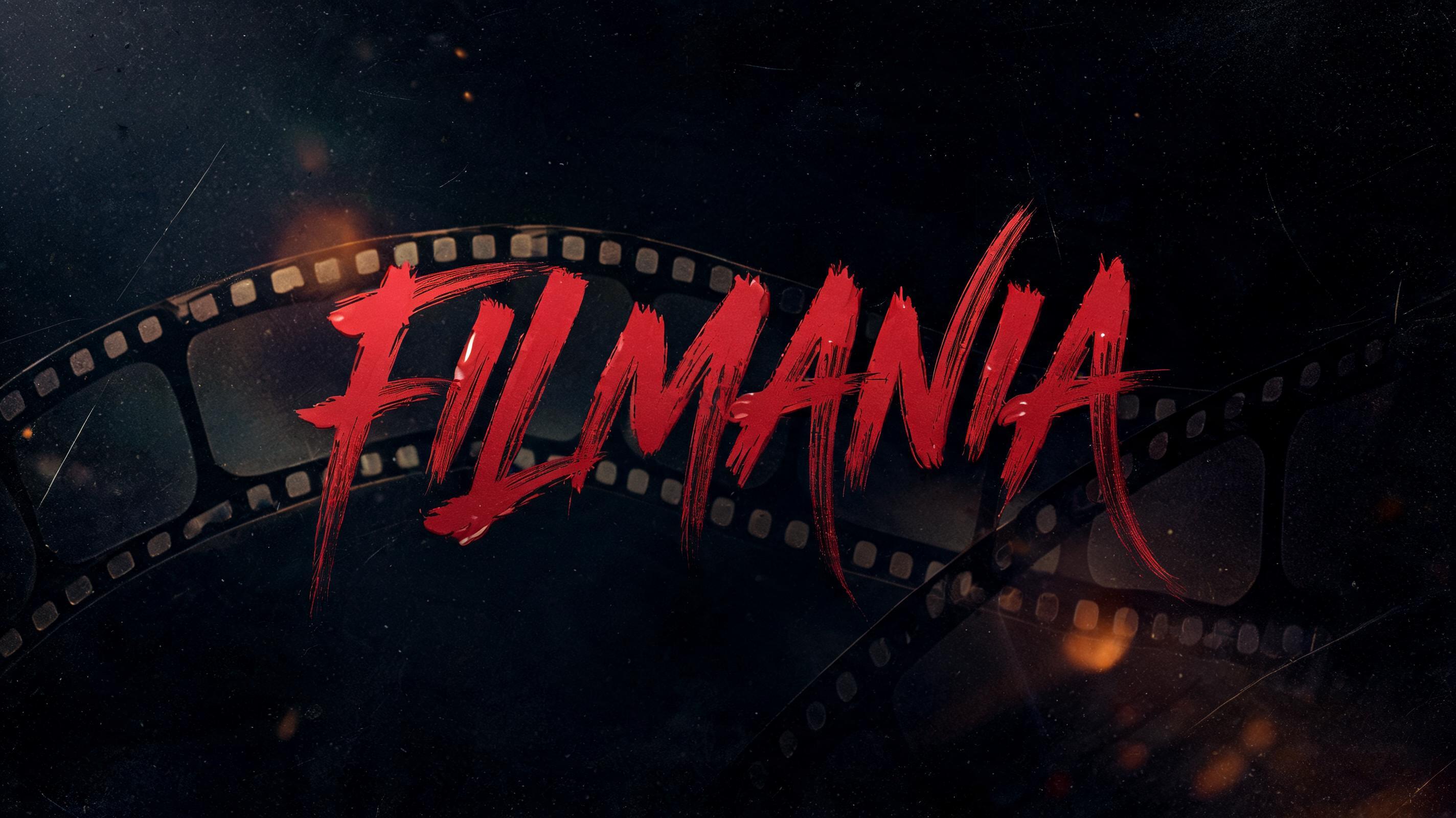 "FILMANIA" — brush stroke text effect