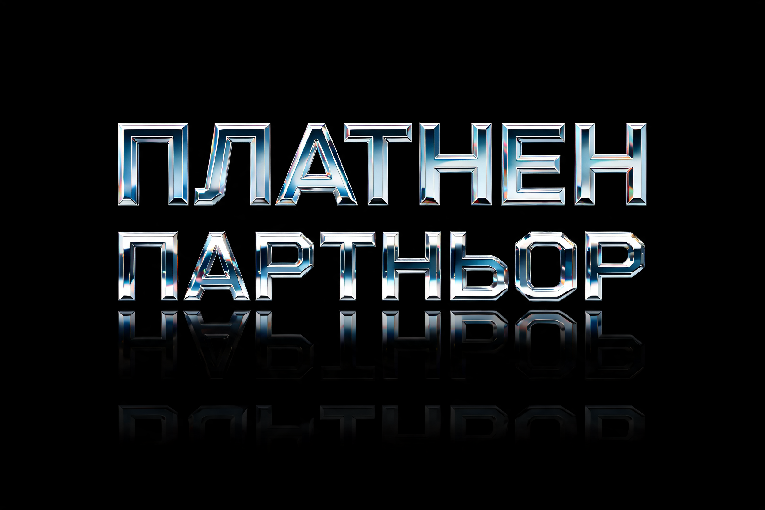 "ПЛАТИНЕН
ПАРТНЬОР" — Cyberpunk Chrome | AI Text Effect Generator