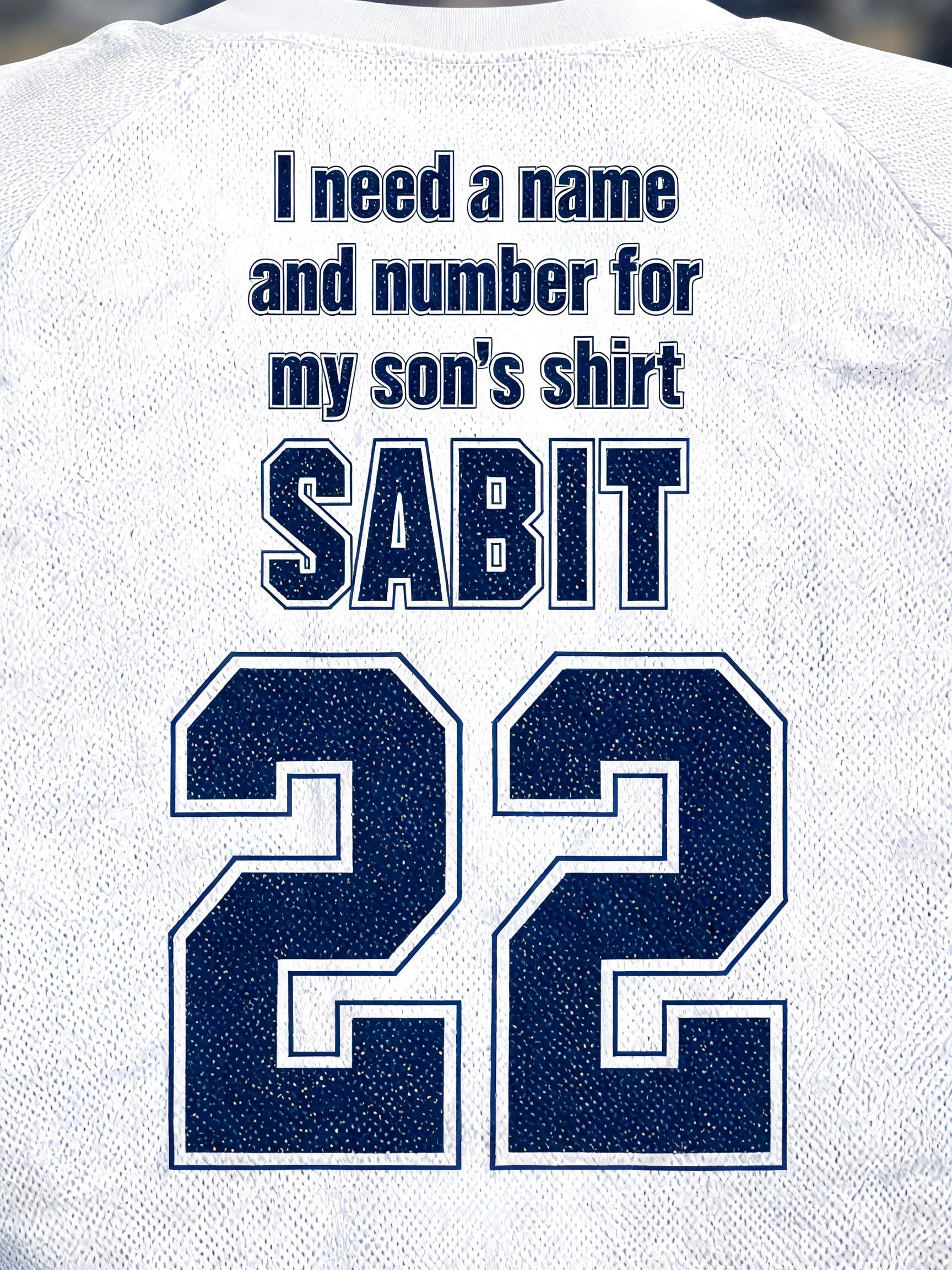 "I need a name and number for my son's shirt SABIT 22" — Sports | AI Text Effect Generator