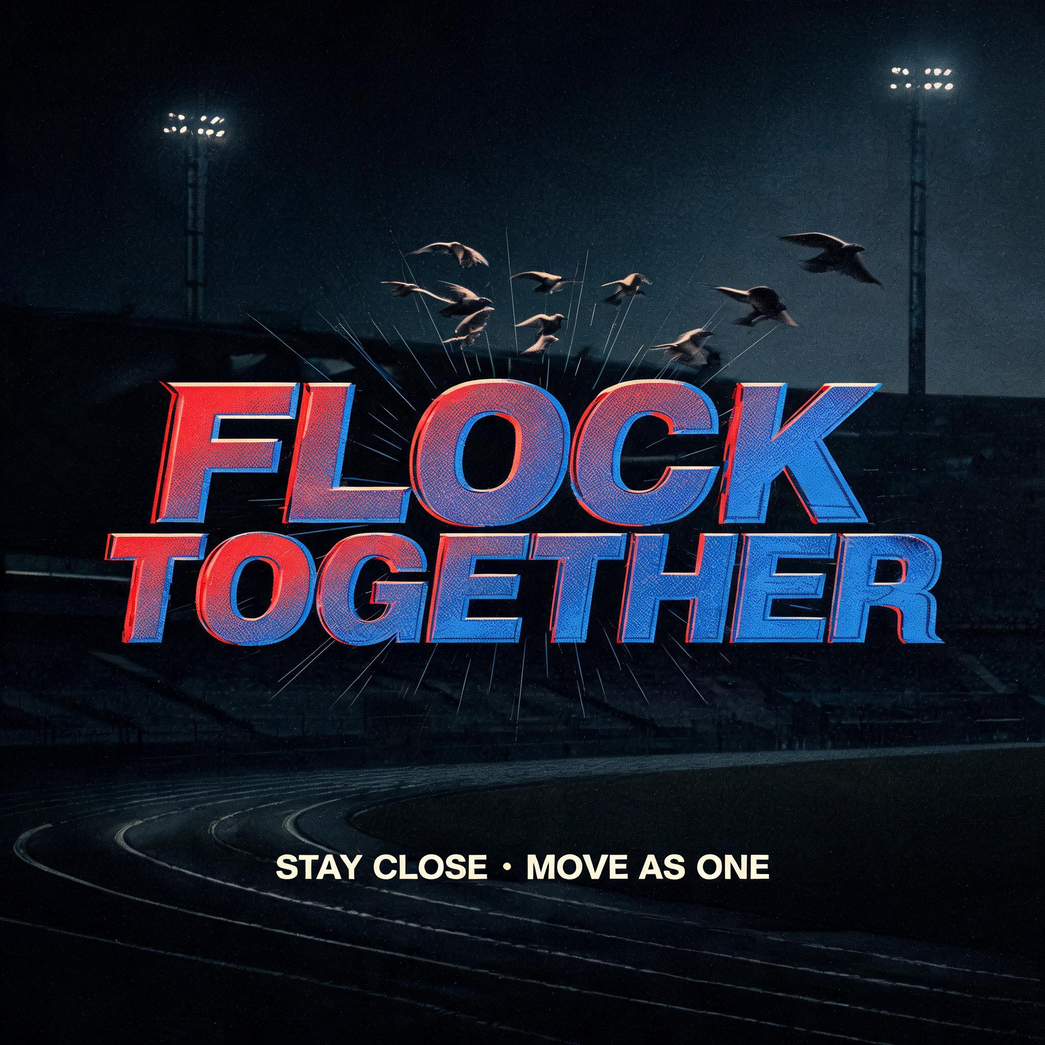 "FLOCK
TOGETHER
STAY CLOSE • MOVE AS ONE" — Sports | AI Text Effect Generator