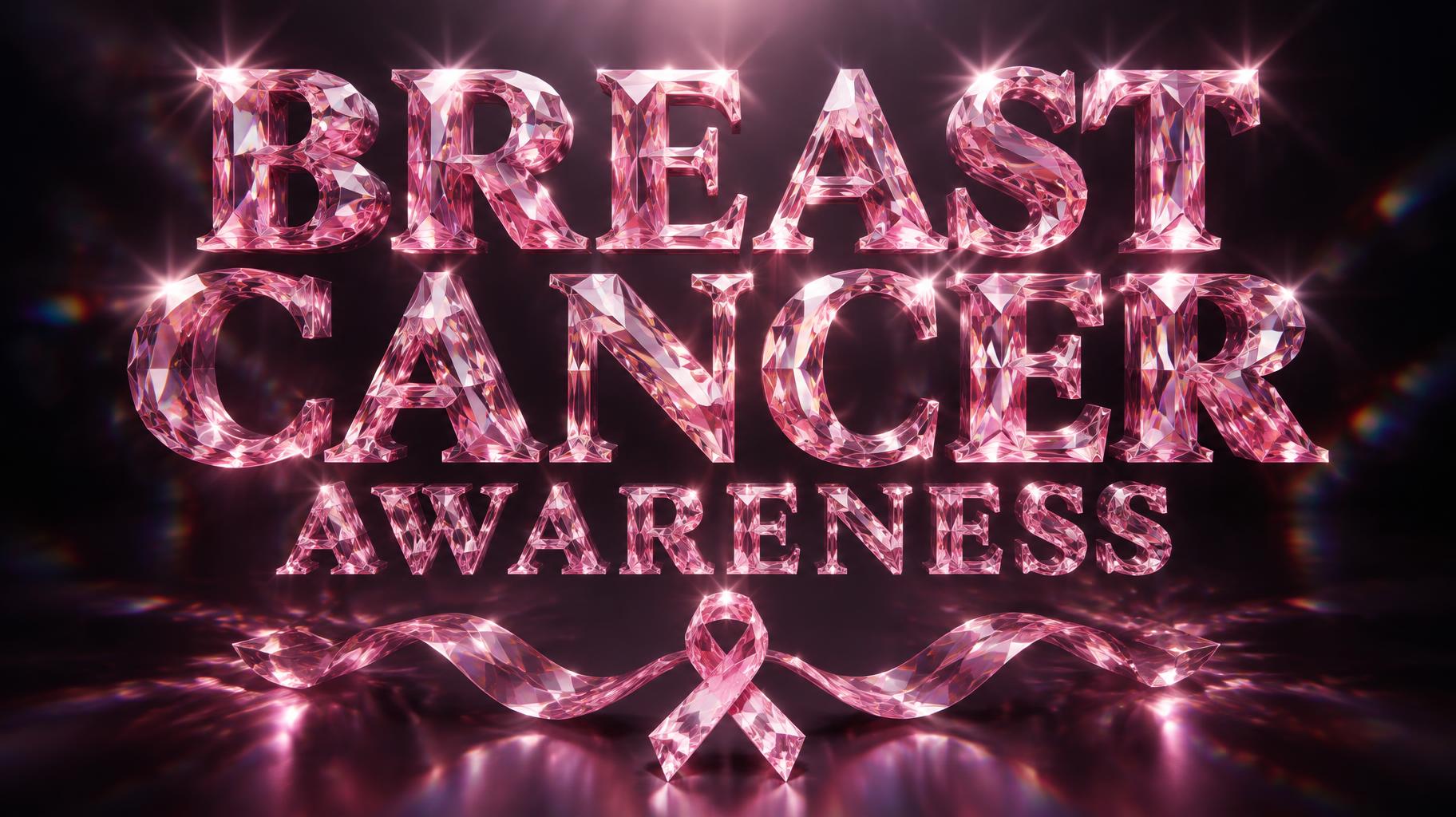 "BREAST CANCER AWARENESS" — Glass Crystal | AI Text Effect Generator