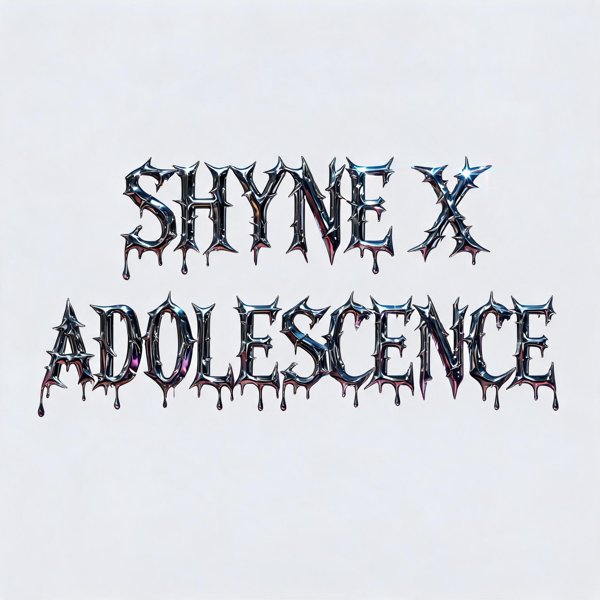 "SHYNE X ADOLESCENCE" — Y2k Liquid text effect