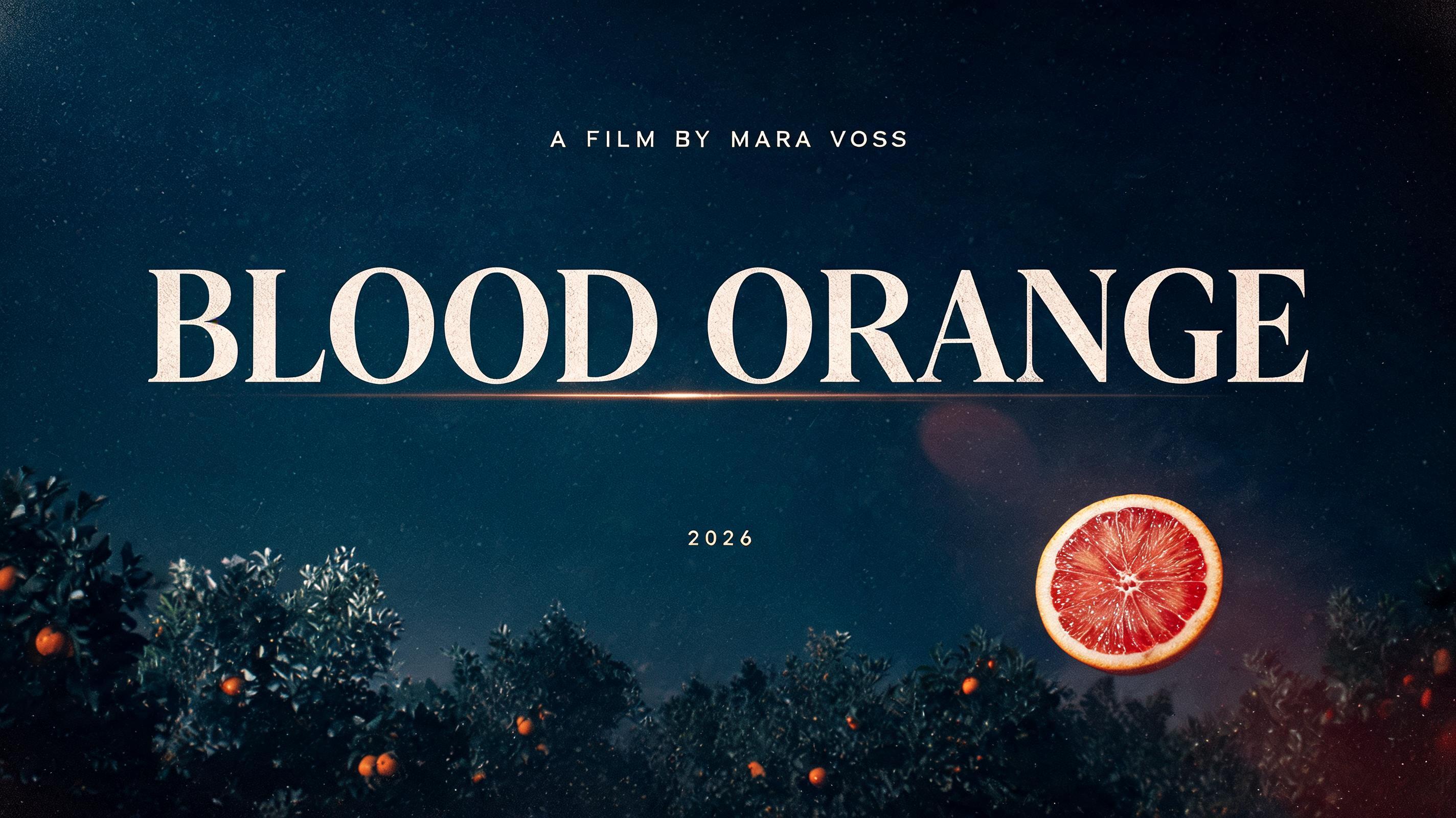 "BLOOD ORANGE
A FILM BY MARA VOSS
2026" — Cinematic Netflix | AI Text Effect Generator