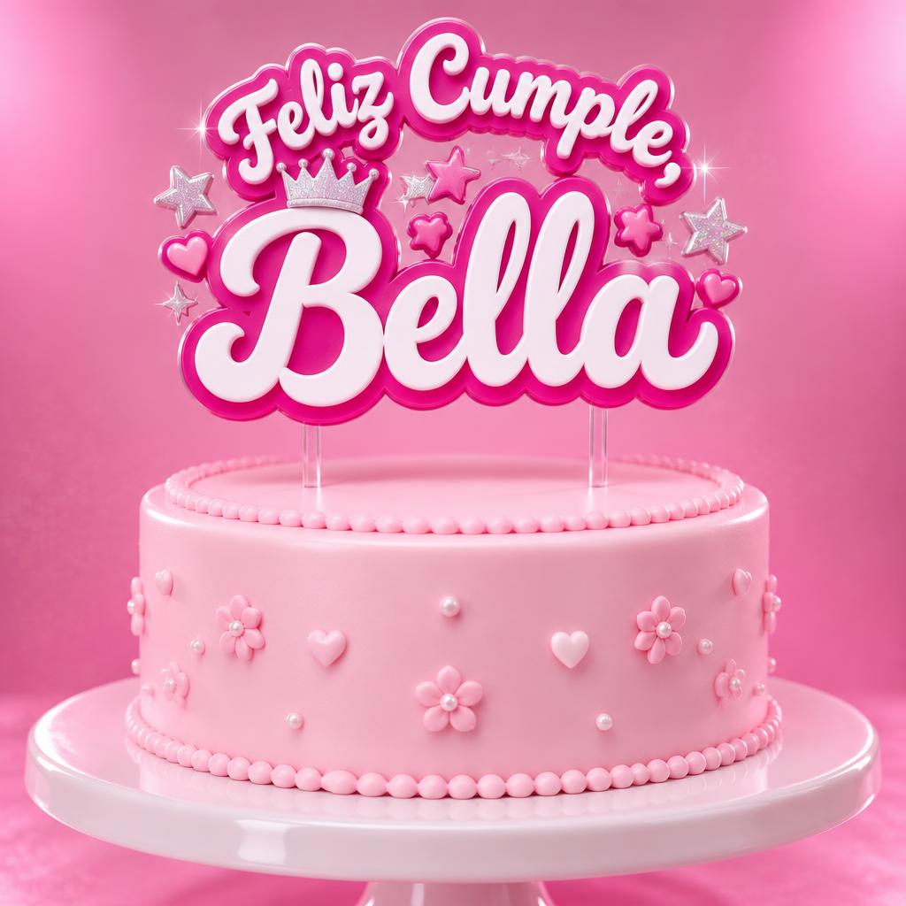 "Feliz Cumple, Bella" — Barbie | AI Text Effect Generator