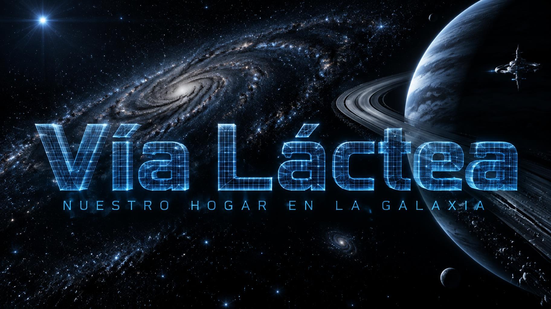 "Vía Láctea
NUESTRO HOGAR EN LA GALAXIA" — Cinematic Scifi text effect