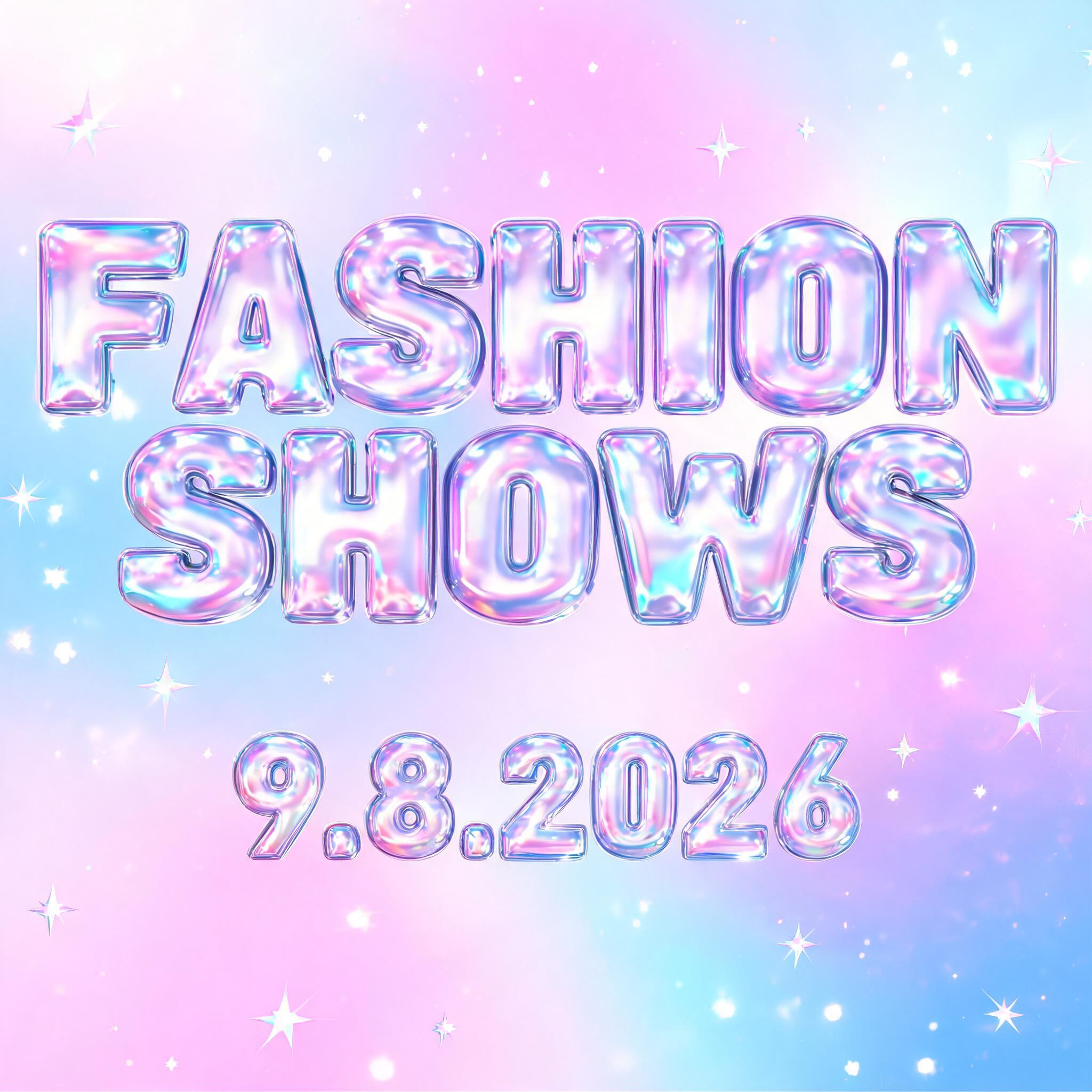 "FASHION SHOWS 
9.8.2026" — Y2k | AI Text Effect Generator