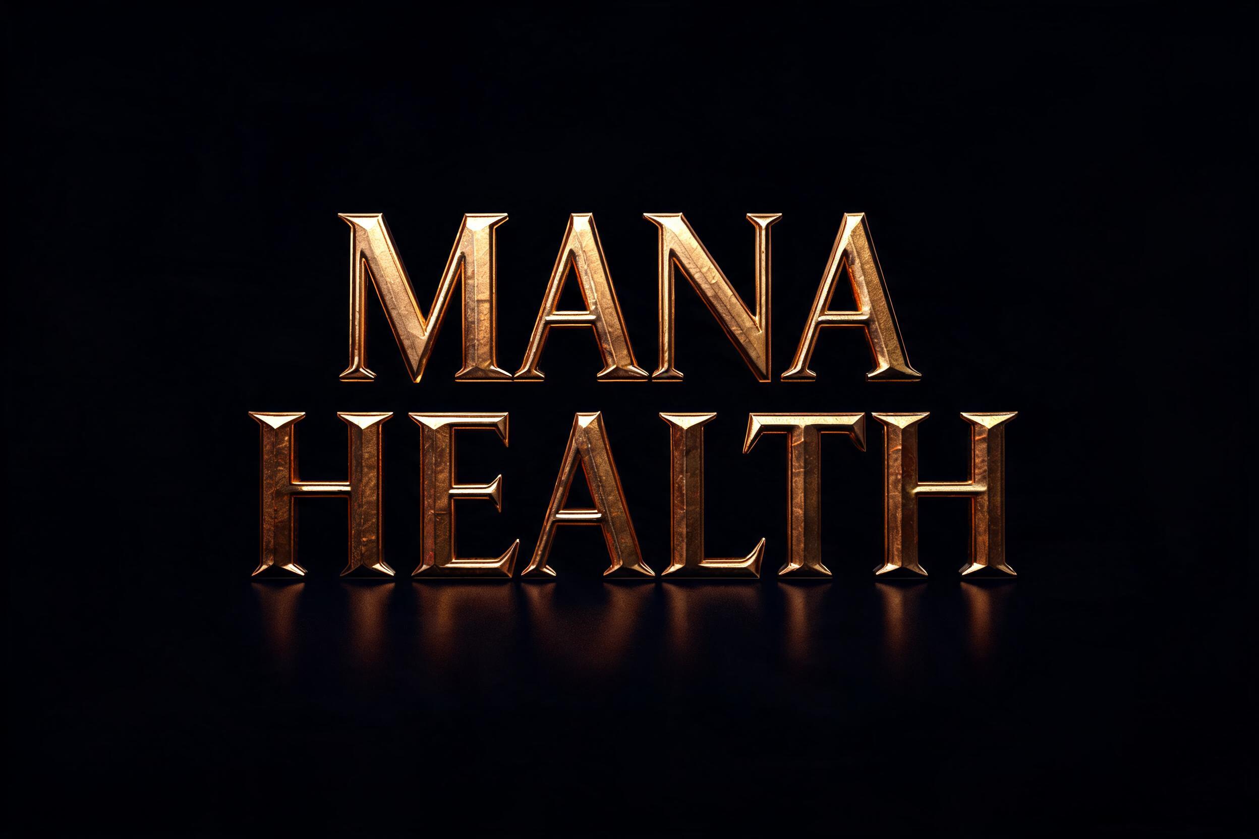 "MANA HEALTH" — 3d Bold Gold | AI Text Effect Generator