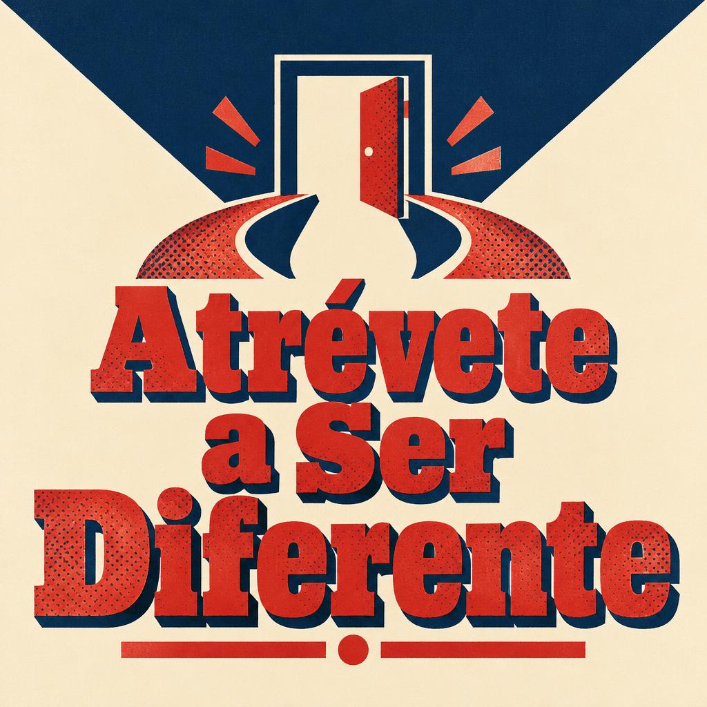 "Atrévete a Ser Diferente" — Duotone text effect