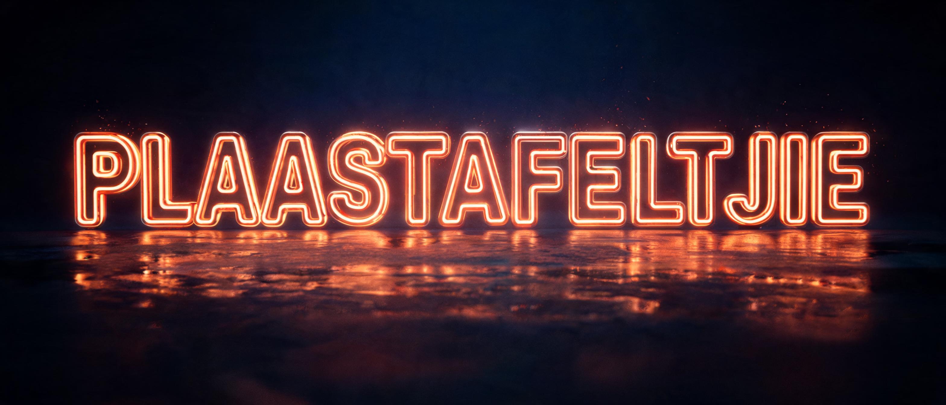 "PLAASTAFELTJIE" — Neon Outline | AI Text Effect Generator