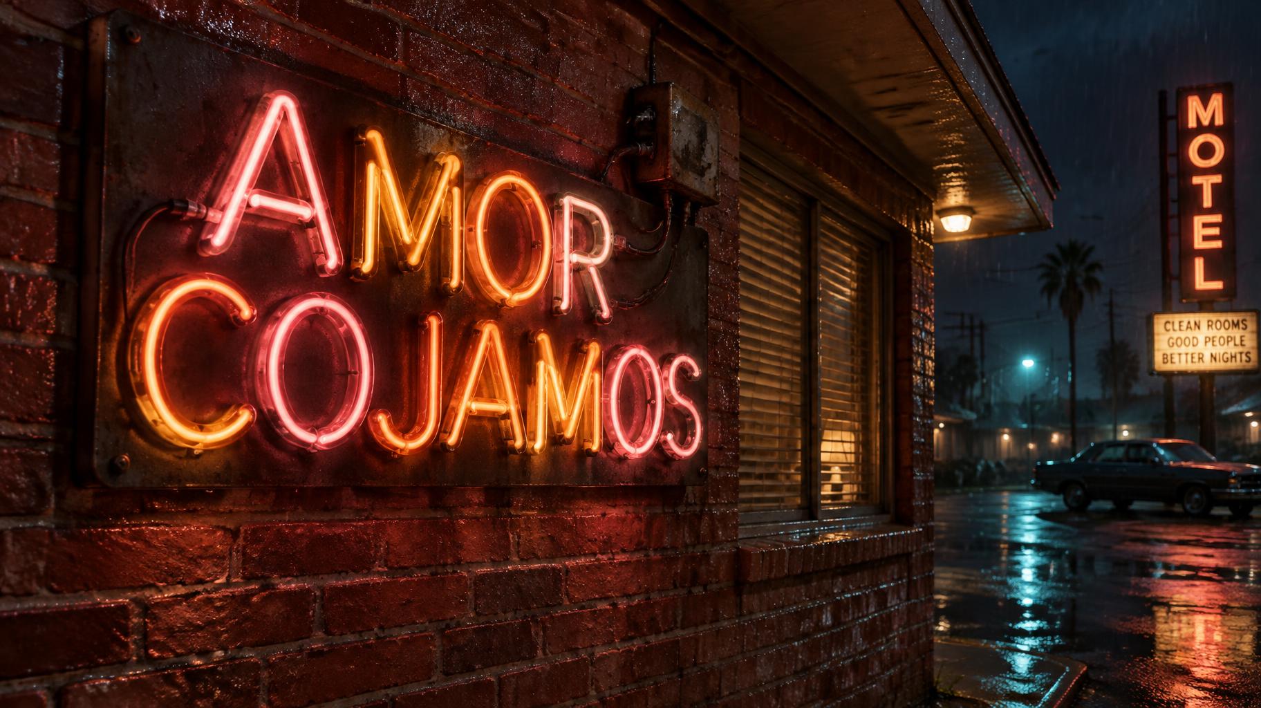 "AMOR COJAMOS" — Neon Sign | AI Text Effect Generator