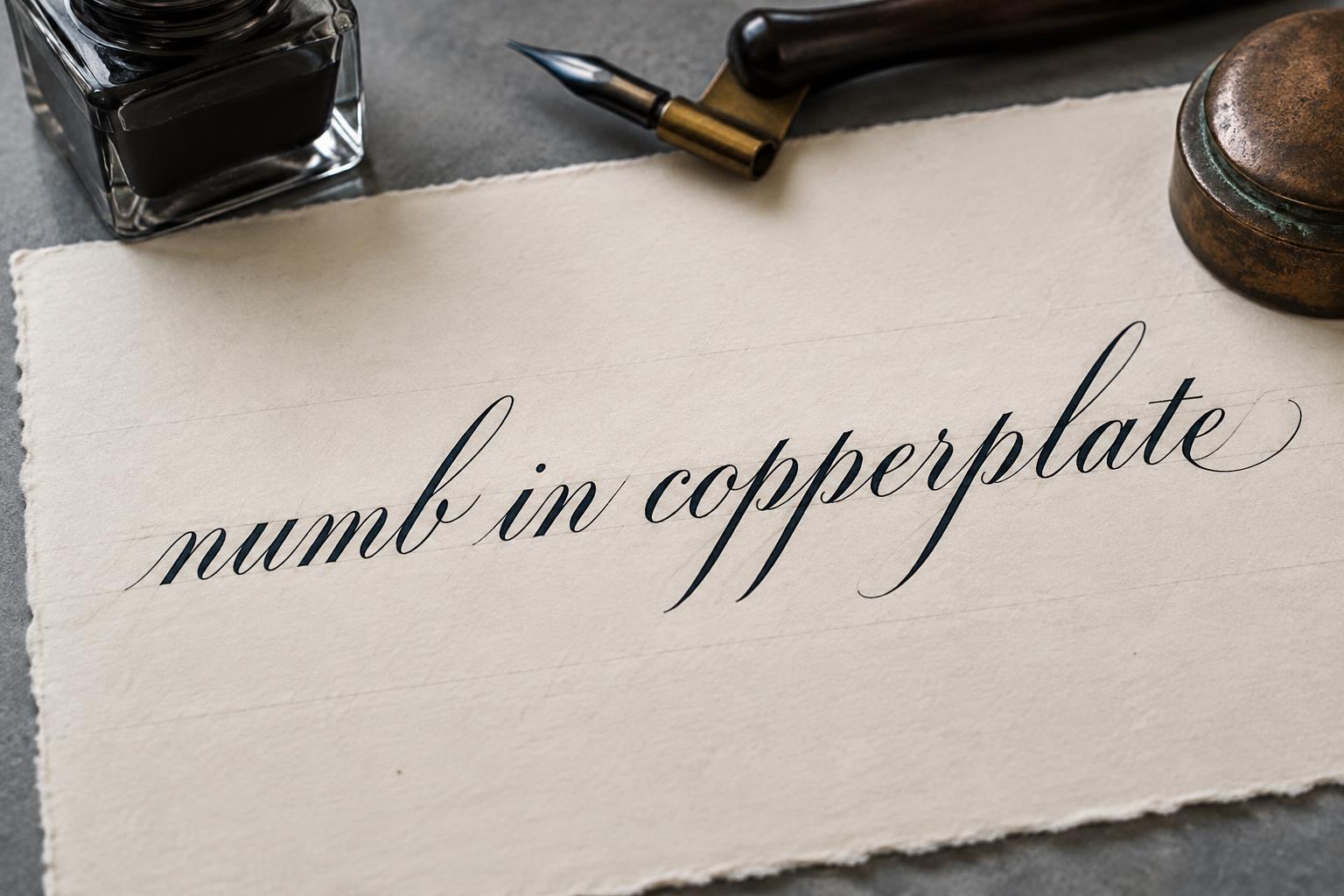 "numb in copperplate" — Cursive Calligraphy text effect