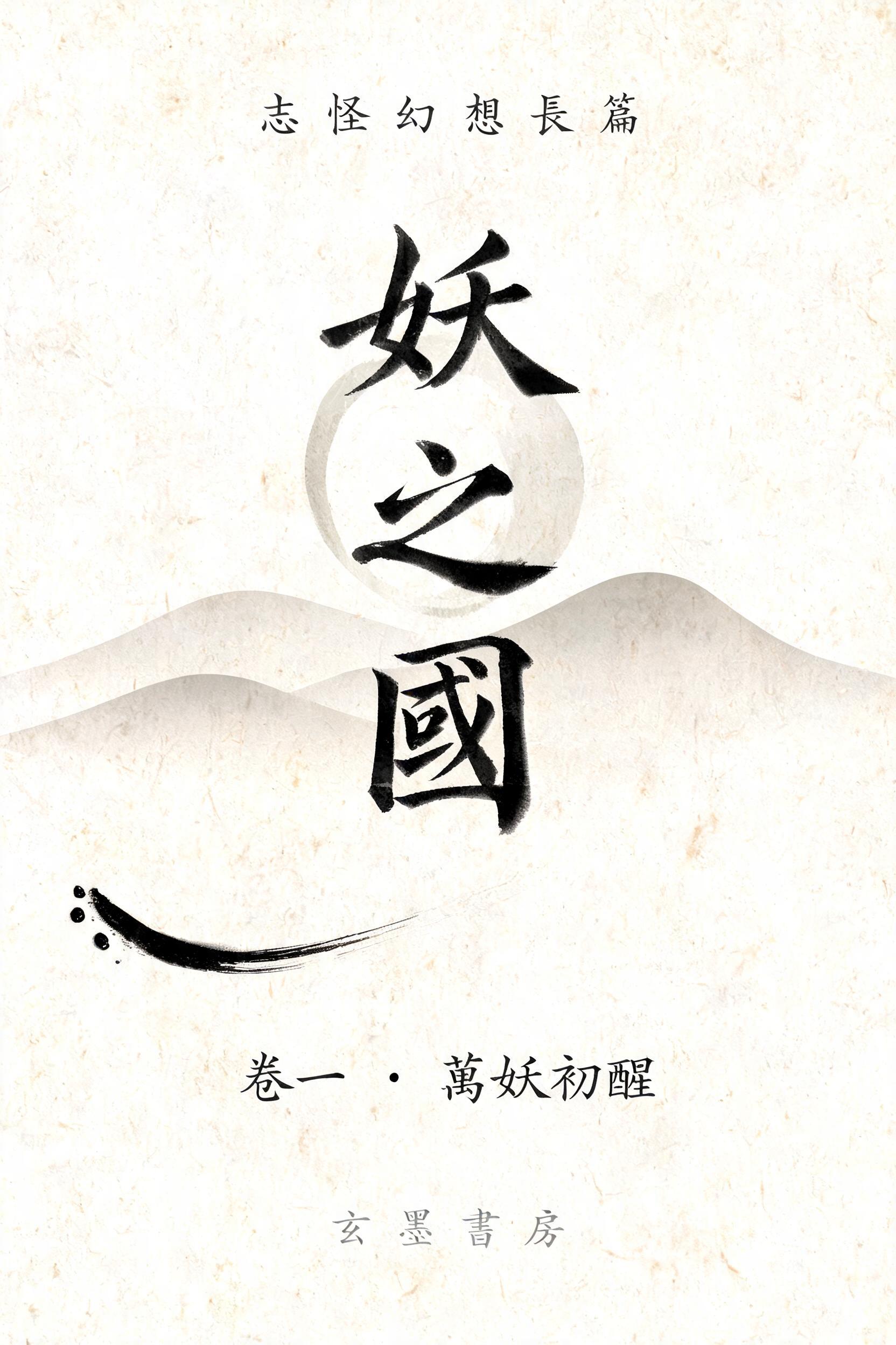 "妖之國
志怪幻想長篇
卷一  ·  萬妖初醒
玄墨書房" — Brush Japanese Ink | AI Text Effect Generator