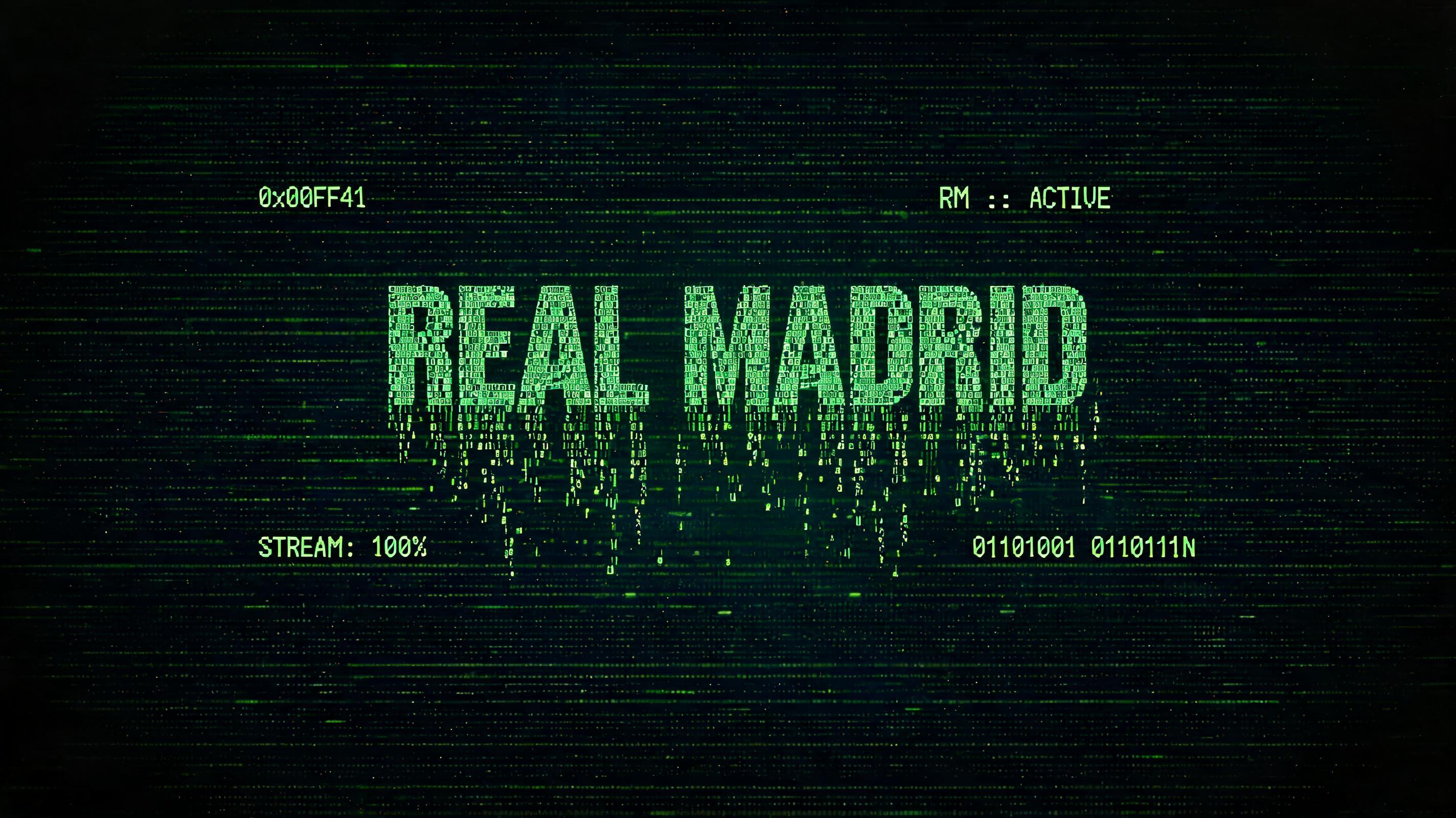 "REAL MADRID" — Cyberpunk Data Stream text effect