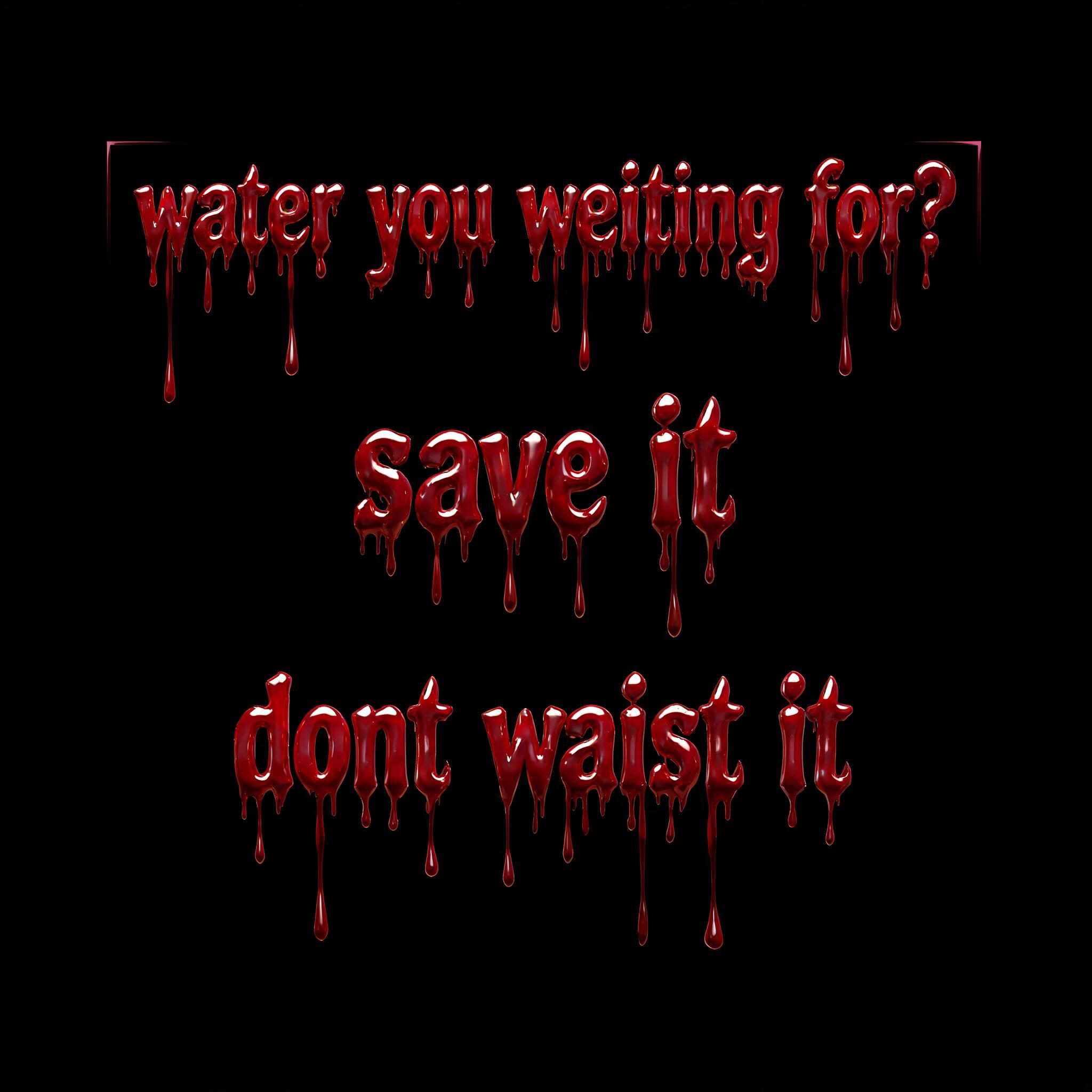 "water you waiting for? save it dont waist it" — Drip Font | AI Text Effect Generator