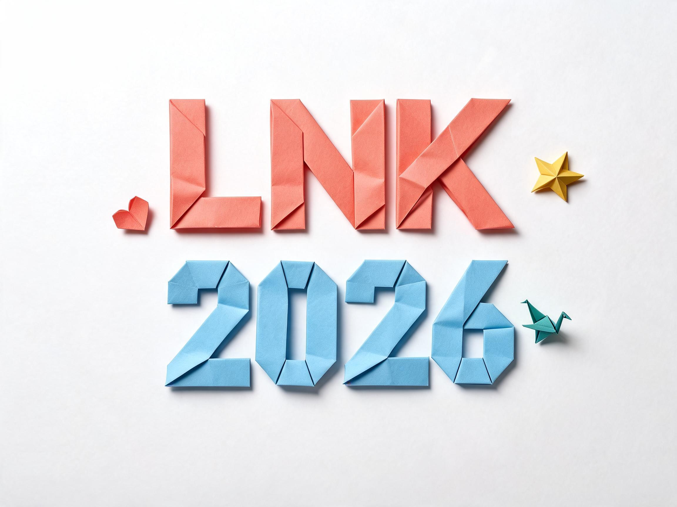 "LNK 2026" — Origami text effect