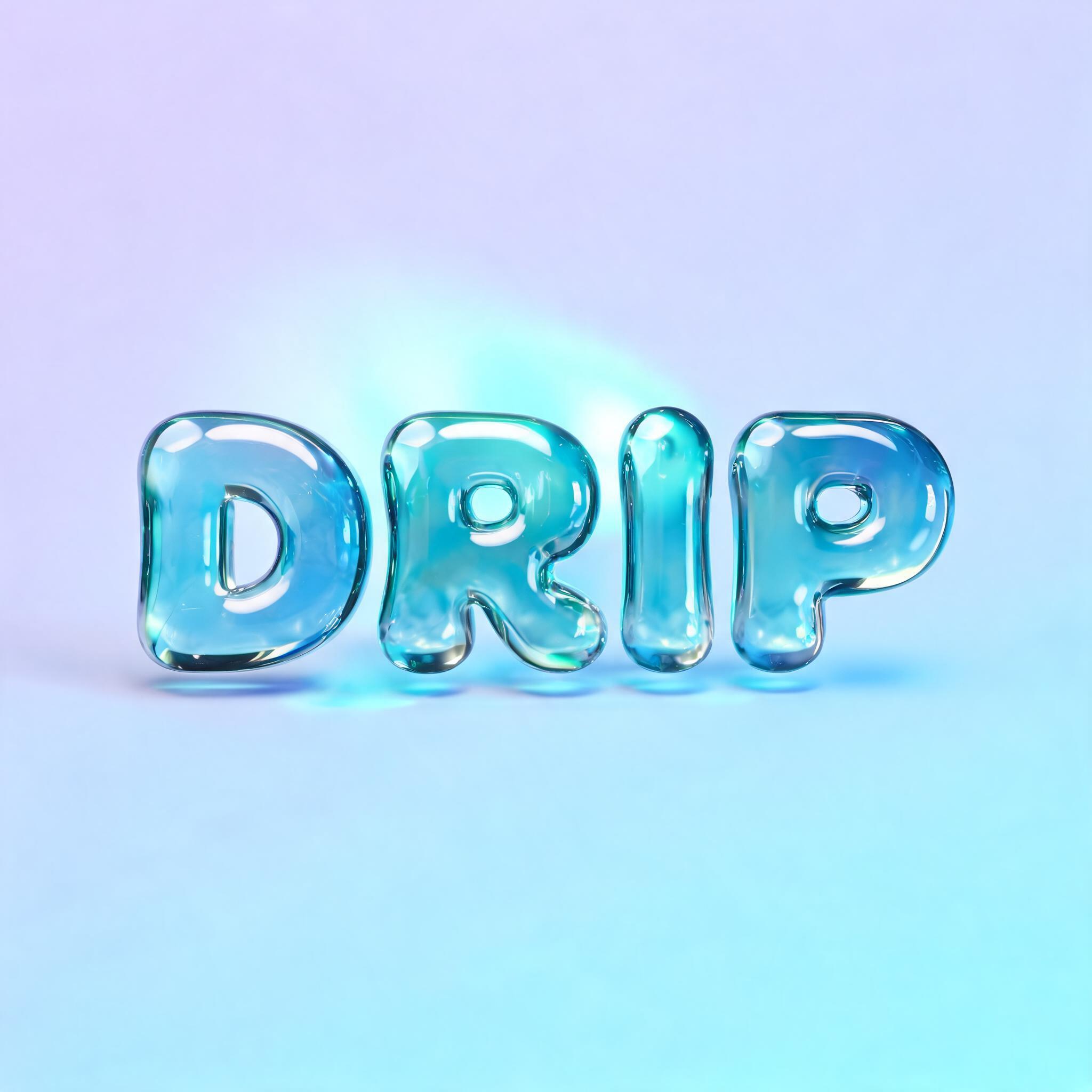 "DRIP" — Glass Liquid | AI Text Effect Generator