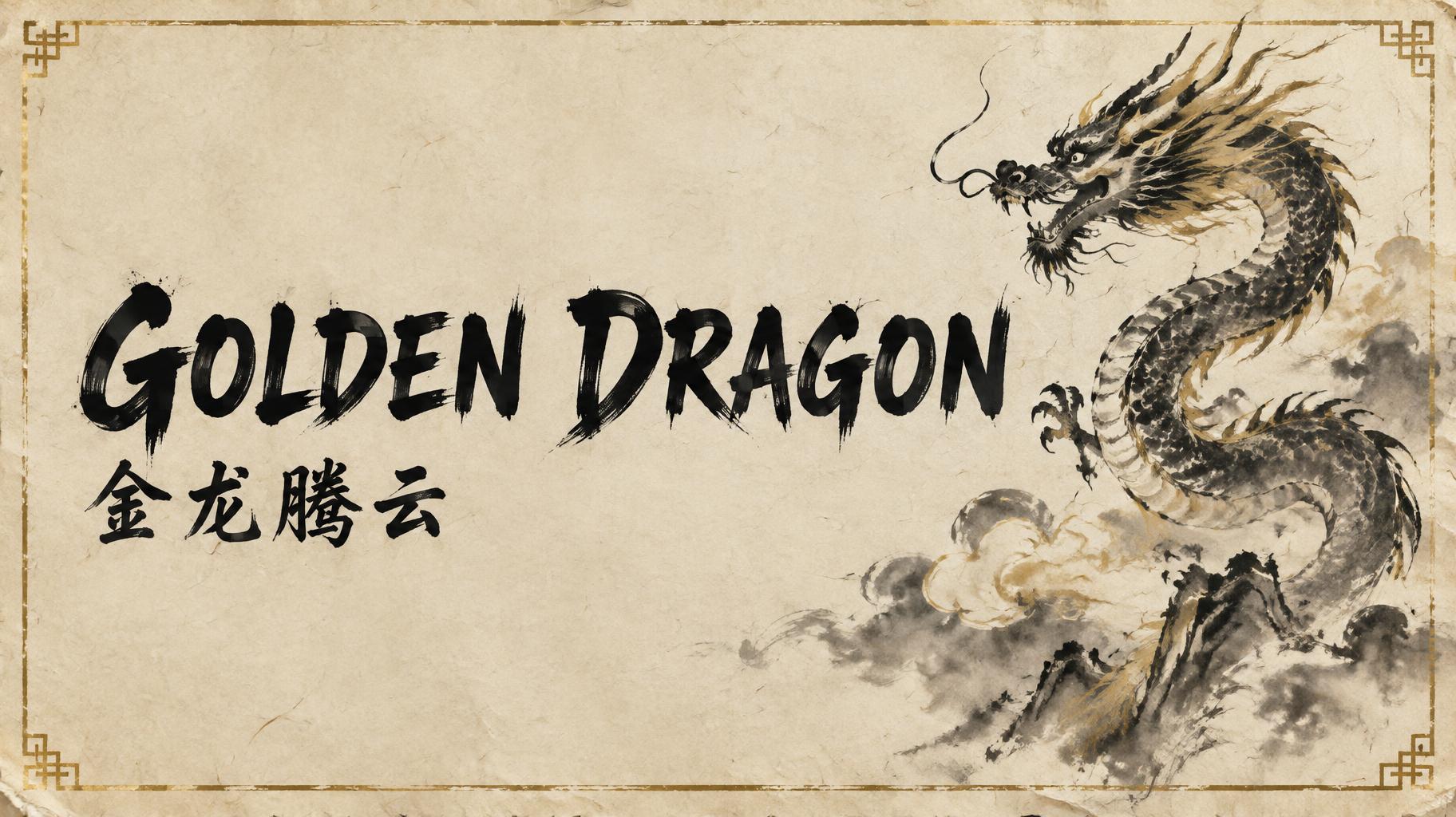 "GOLDEN DRAGON
金龙腾云" — Brush Chinese Ink | AI Text Effect Generator