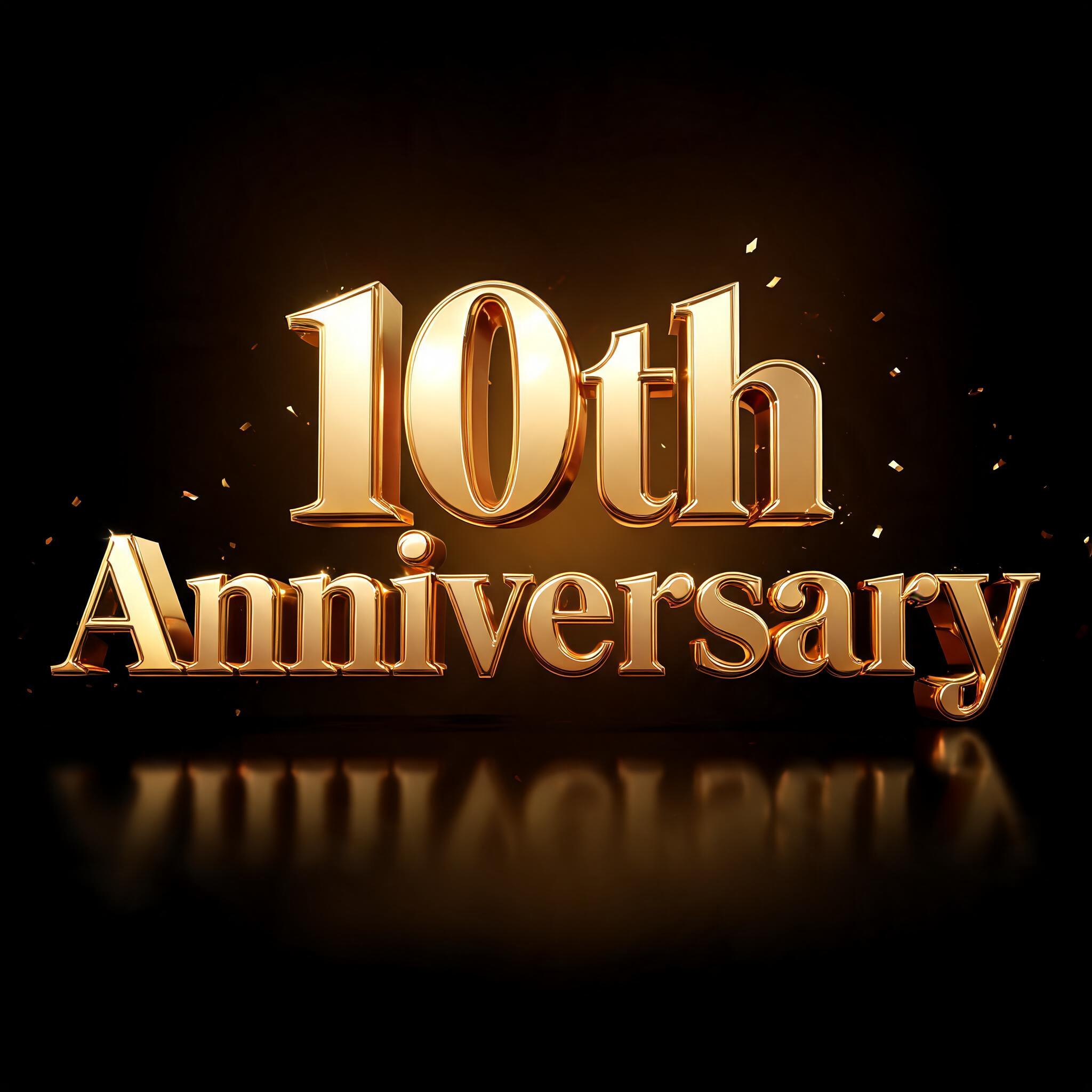 "10th Anniversary" — 3d Bold Gold | AI Text Effect Generator