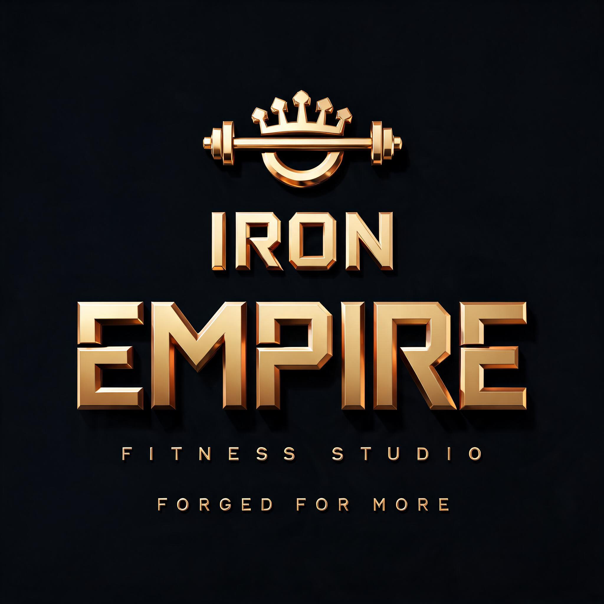"IRON
EMPIRE
FITNESS STUDIO
FORGED FOR MORE" — 3d Bold Gold | AI Text Effect Generator