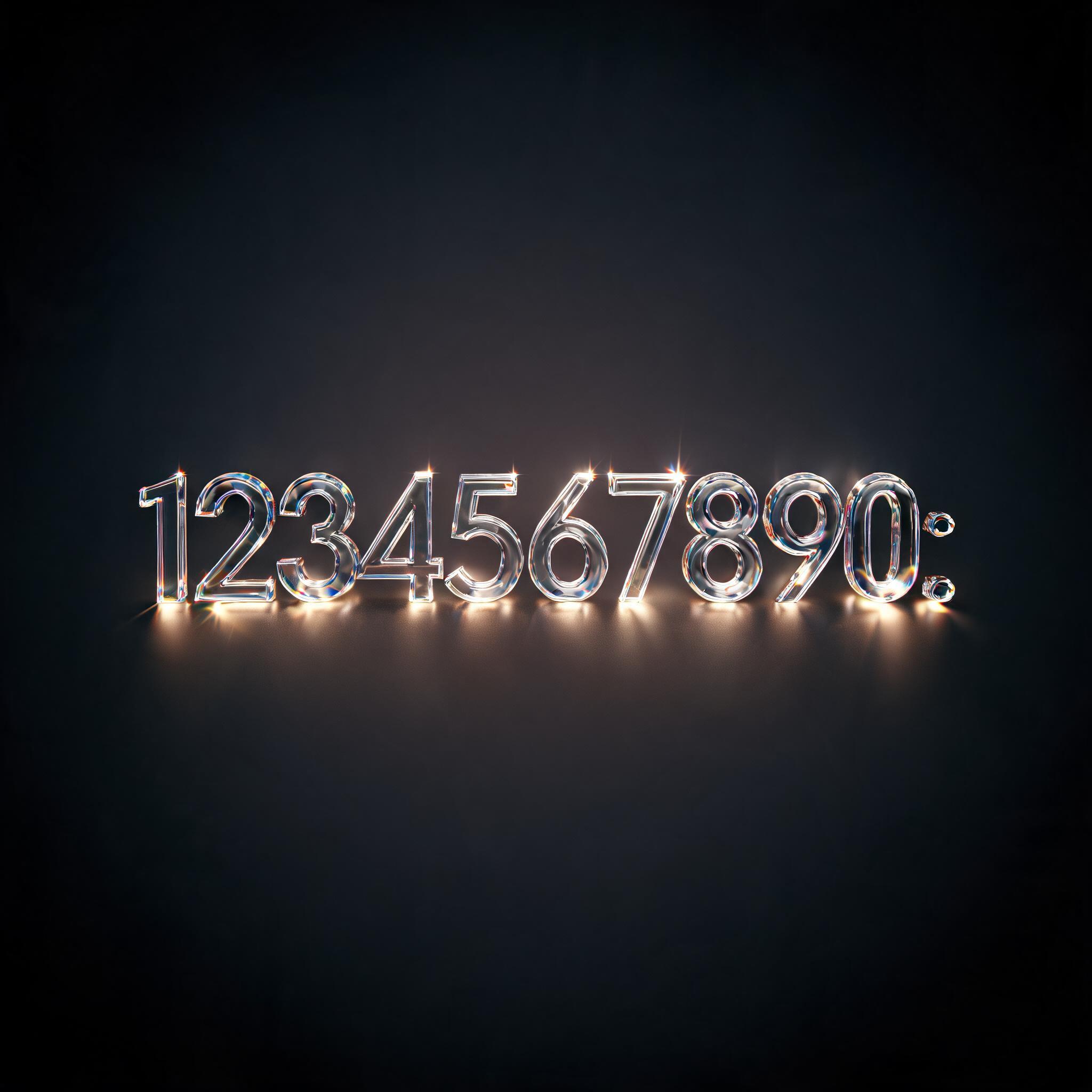 "1234567890:" — Glass | AI Text Effect Generator