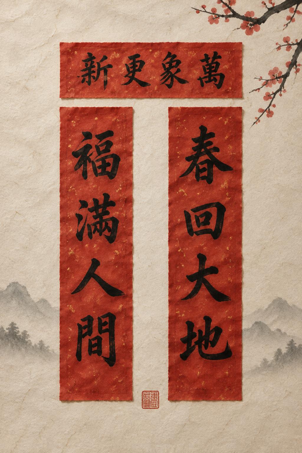 "春回大地
福满人间
万象更新" — Brush Chinese Ink | AI Text Effect Generator