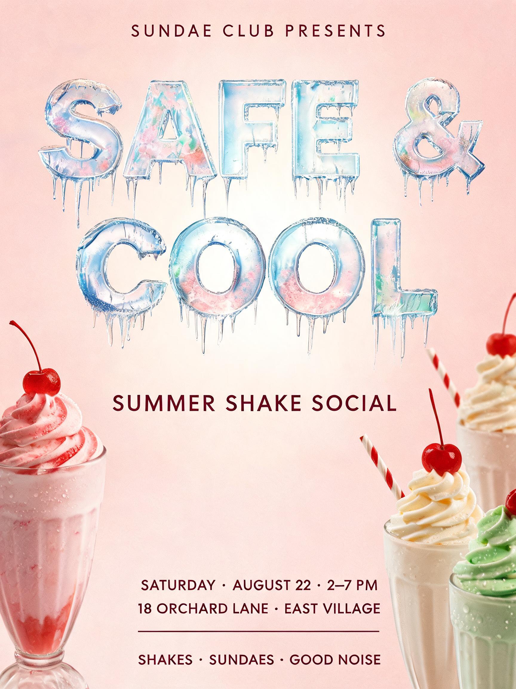 "Safe & Cool" — Drip Font Ice text effect
