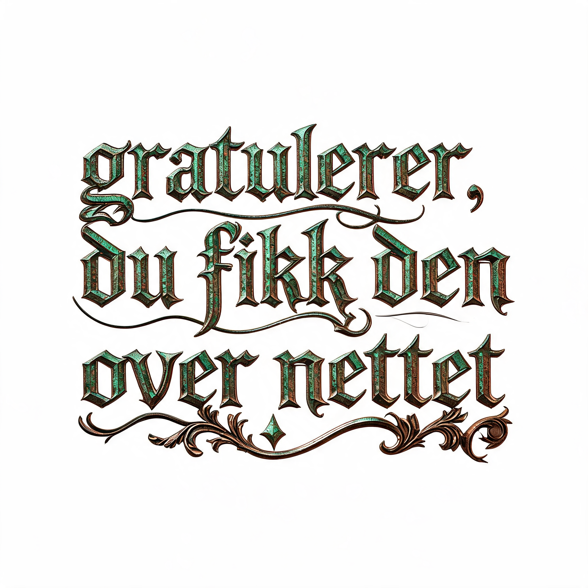 "gratulerer, du fikk den over nettet" — Steampunk | AI Text Effect Generator