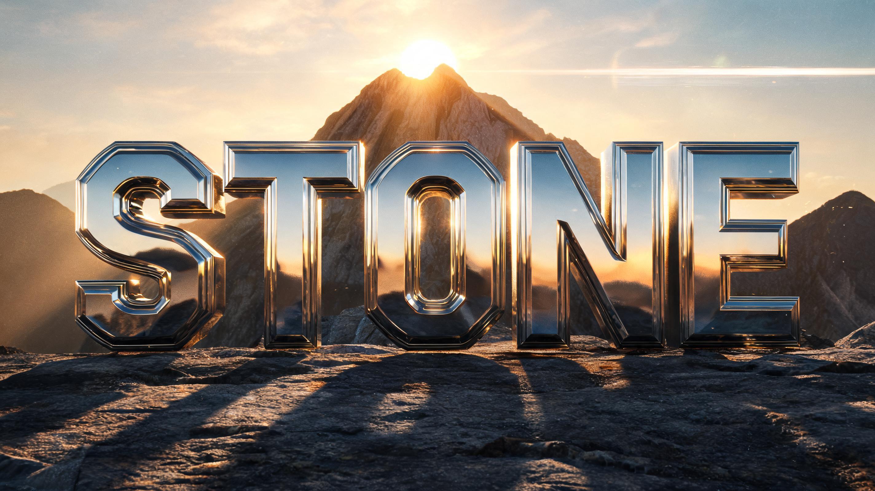"STONE" — Chrome Metal 3d | AI Text Effect Generator
