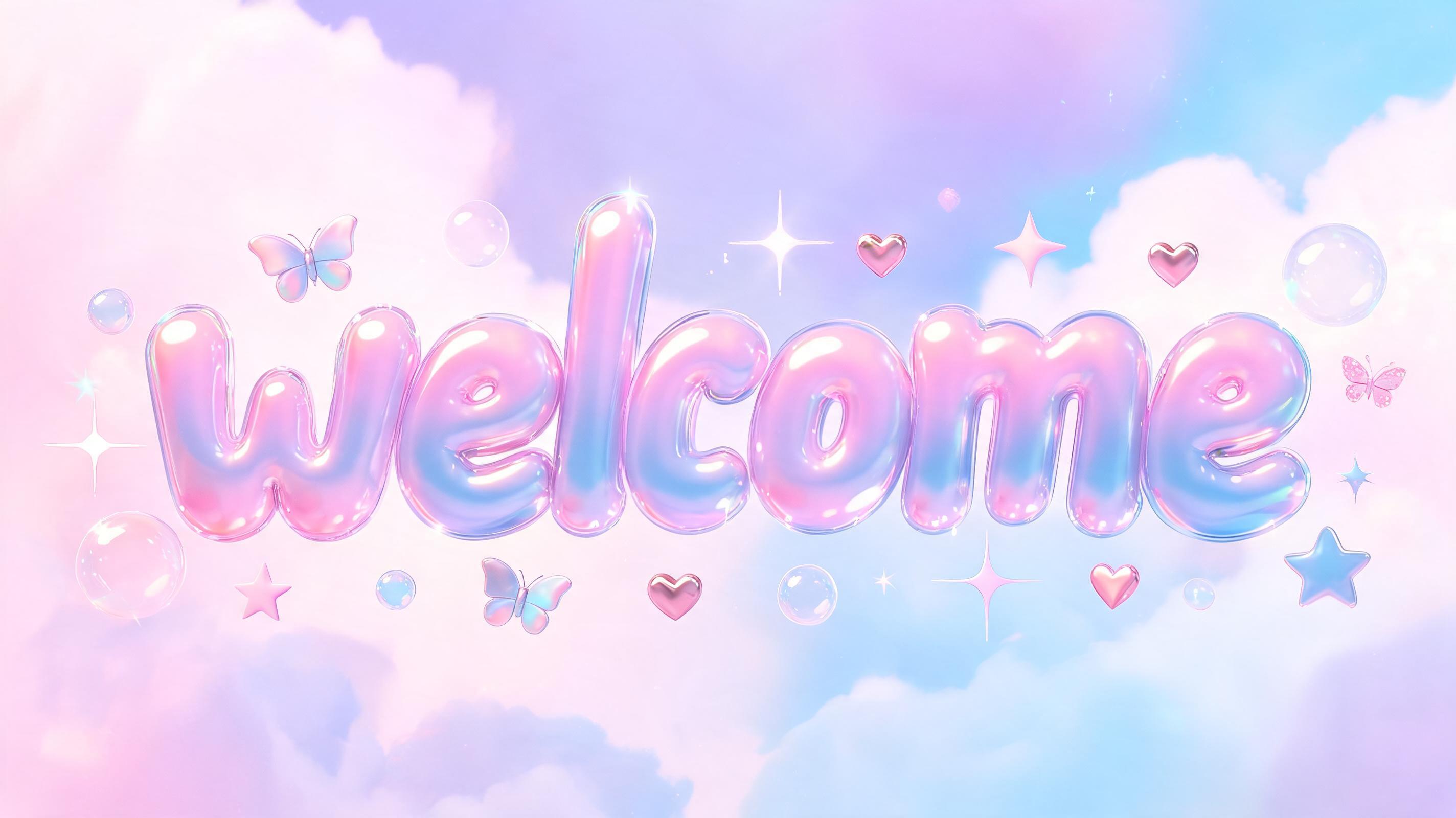 "welcome" — Y2k Bubbly | AI Text Effect Generator